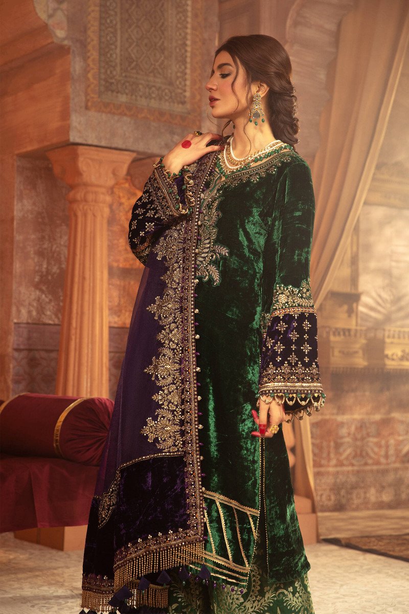 VEL-20-108-Emerald Green | Maria B | Unstitched Velvet Collection 2021