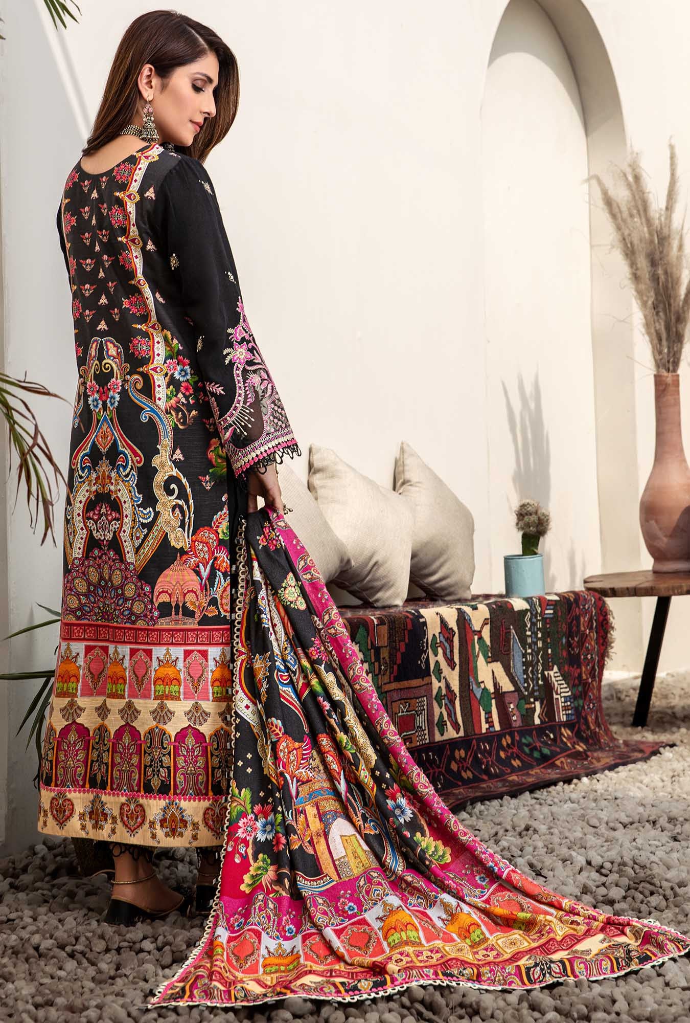 D8- Midnight | Noor by Saadia Asad | Embroidered Shawl'20