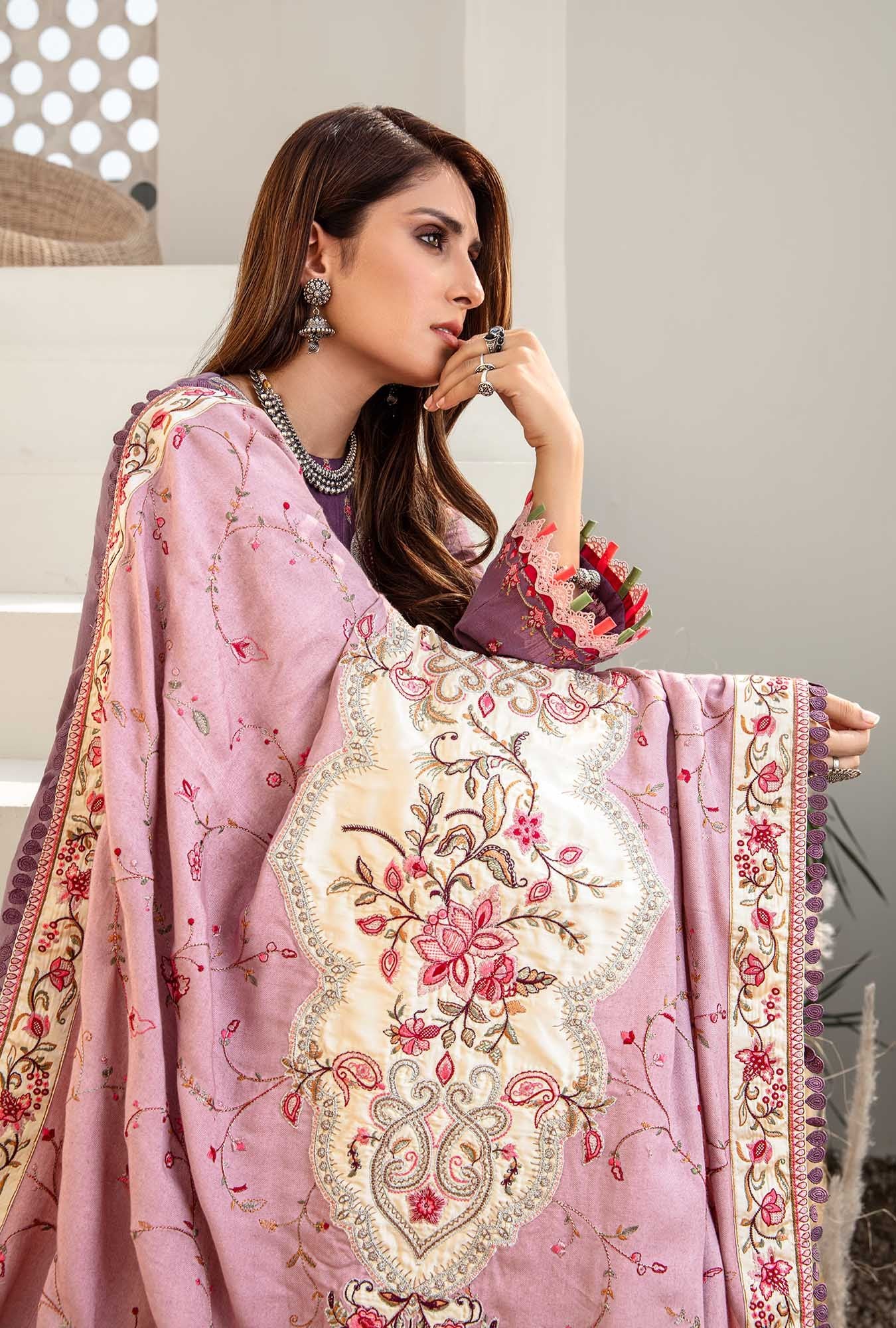D9- Mauve | Noor by Saadia Asad | Embroidered Shawl'20