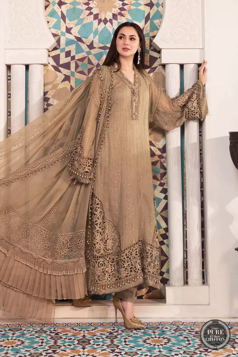 MPC-21-105-Coffee | Maria B | Chiffon Eid Collection 2022