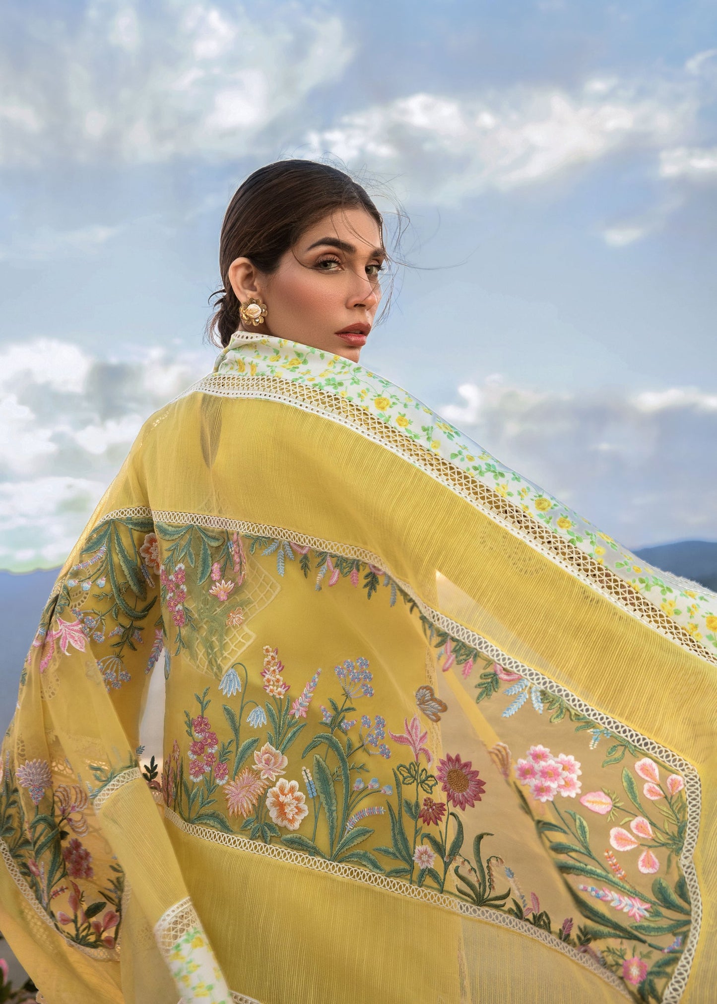 French Summer - Sunny Yellow | Crimson | Luxury Lawn 2023