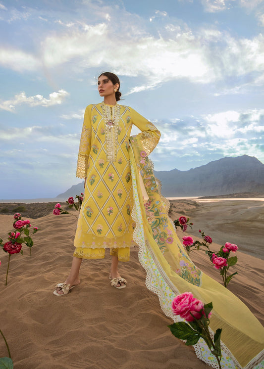 French Summer - Sunny Yellow | Crimson | Luxury Lawn 2023