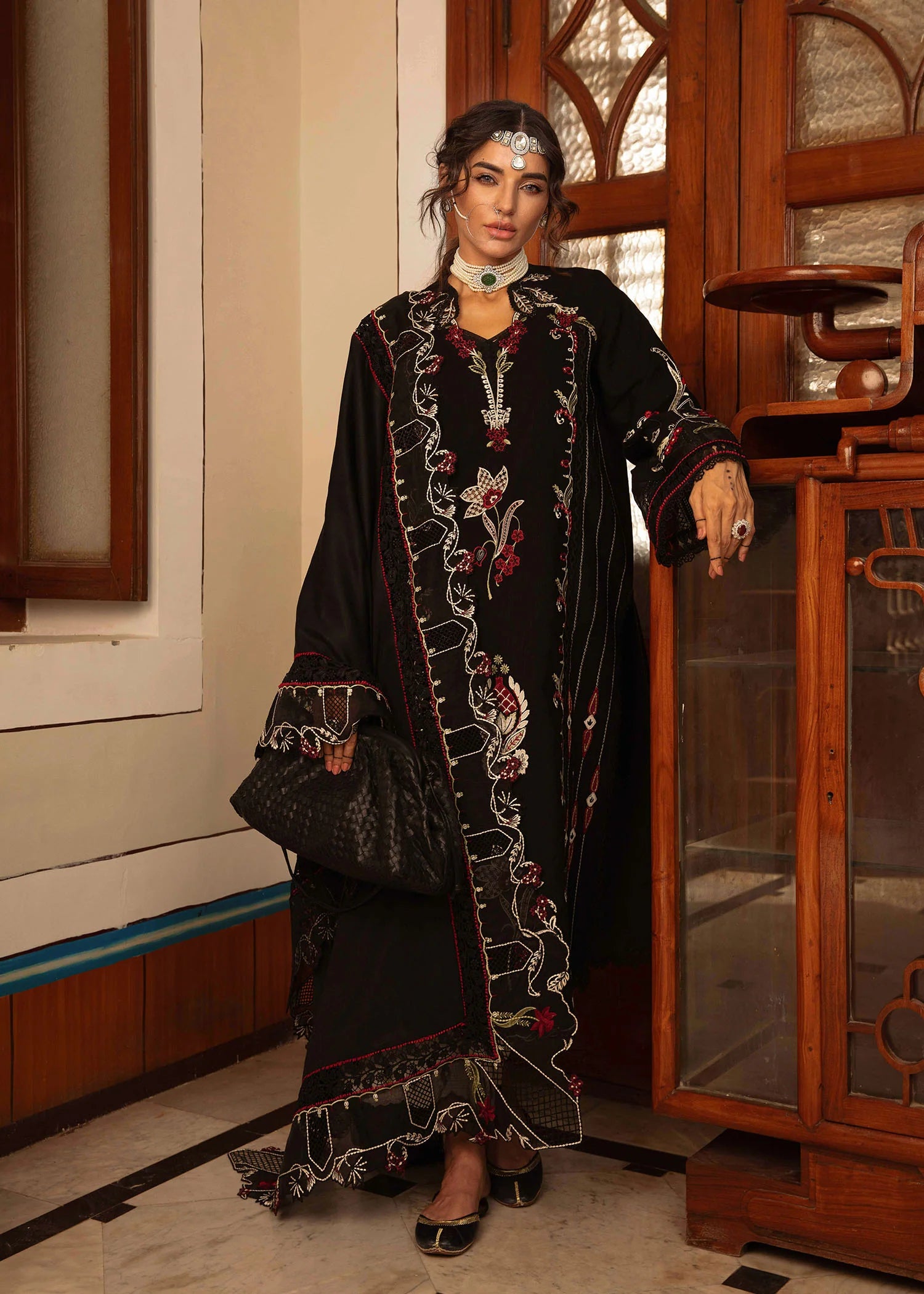 Meenakari | Crimson | Aleen Winter Unstitched 2024