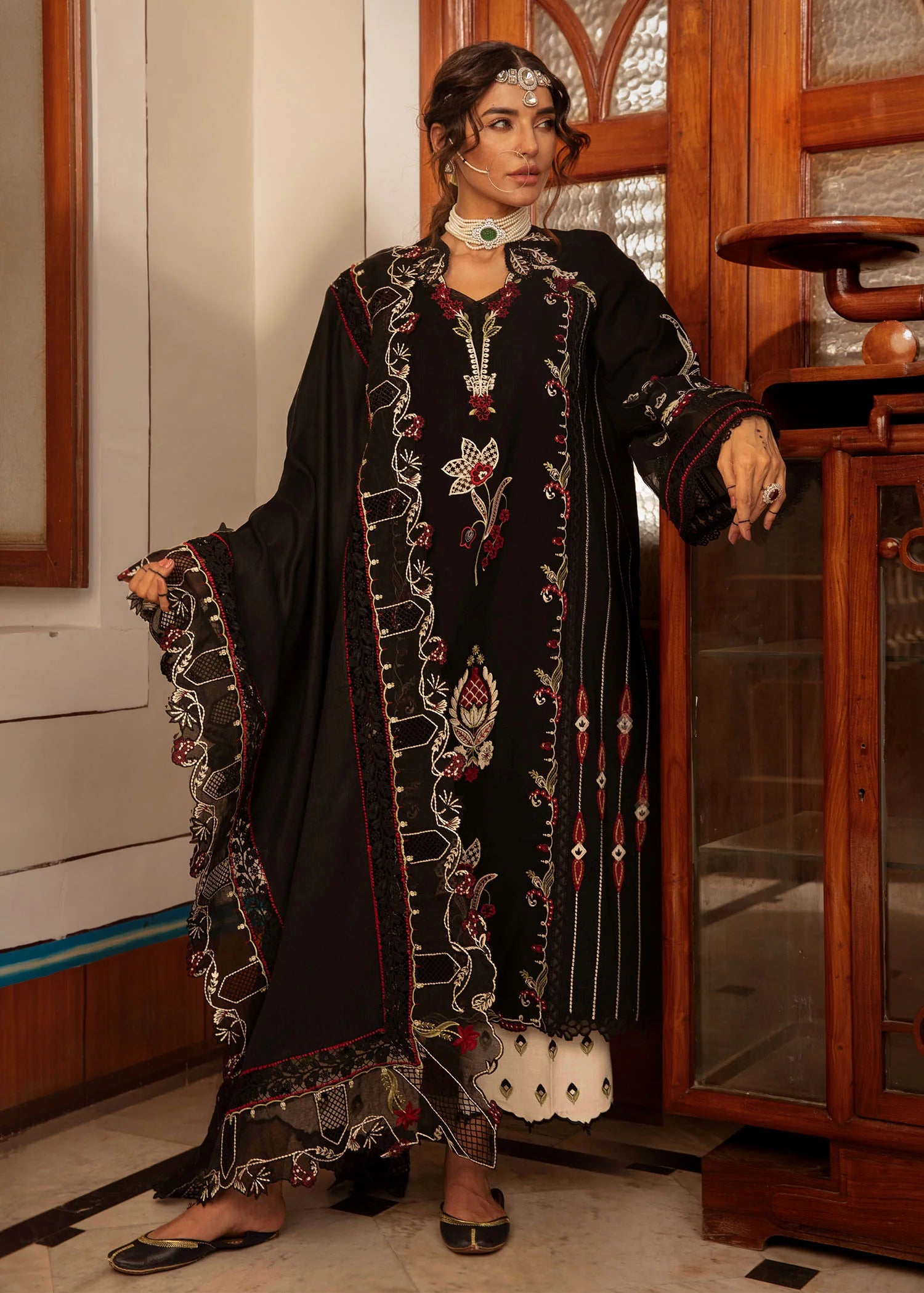 Meenakari | Crimson | Aleen Winter Unstitched 2024