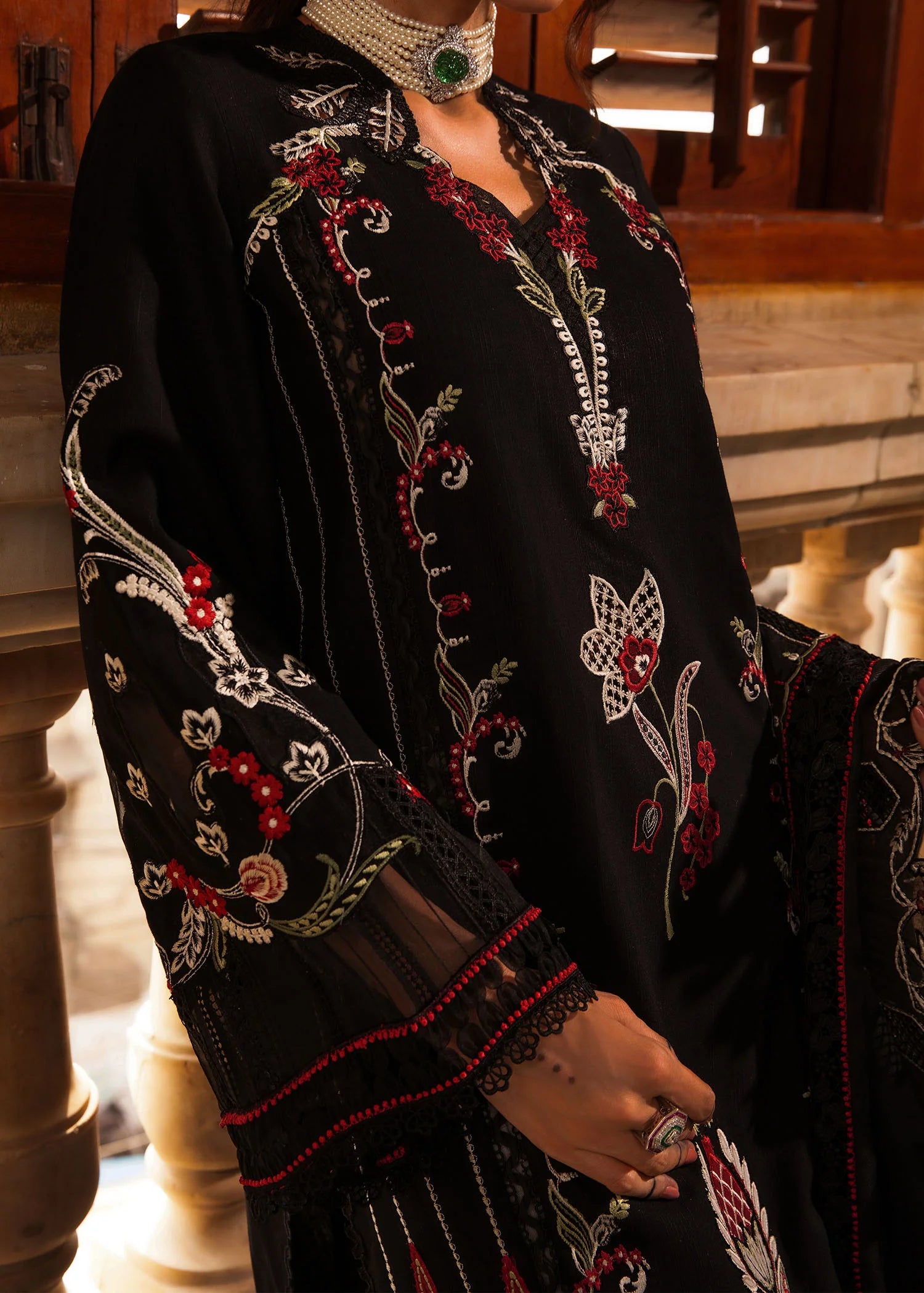 Meenakari | Crimson | Aleen Winter Unstitched 2024