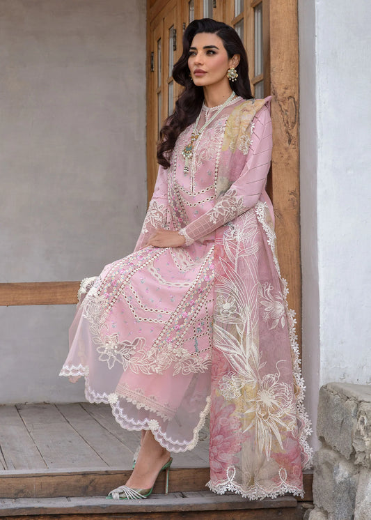 A Floral Mesh - Rose Pink | Crimson By Saira Shakira | Luxury Lawn 2024