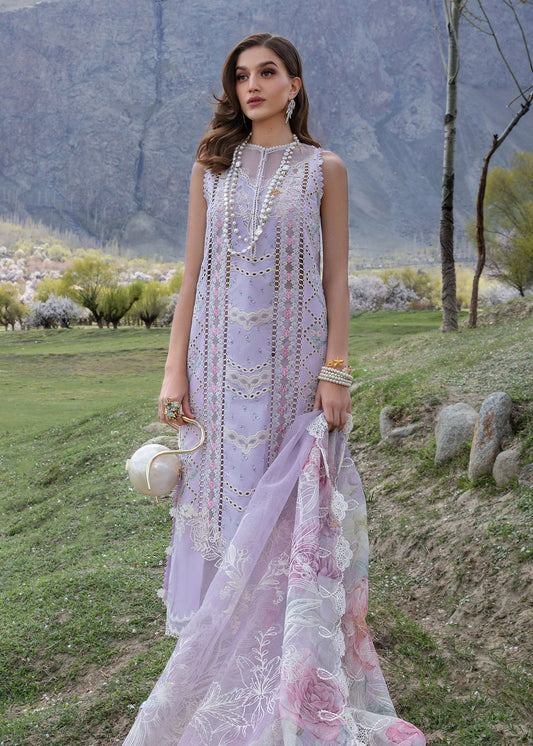 A Floral Mesh - Lavender  | Crimson By Saira Shakira | Luxury Lawn 2024