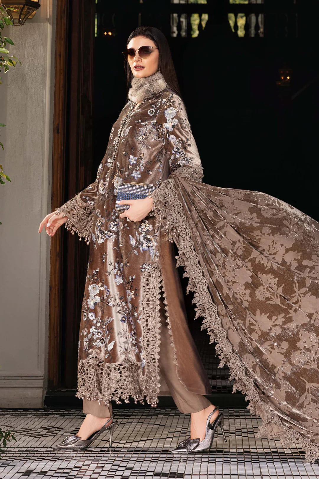 WL-1303- Beige | Maria B Winter Luxe Collection 2025