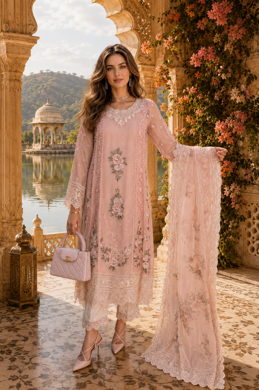 D2 - Satin Rose | Saadia Asad | Nooriyah Luxury Embroidered Chiffon Collection 2026