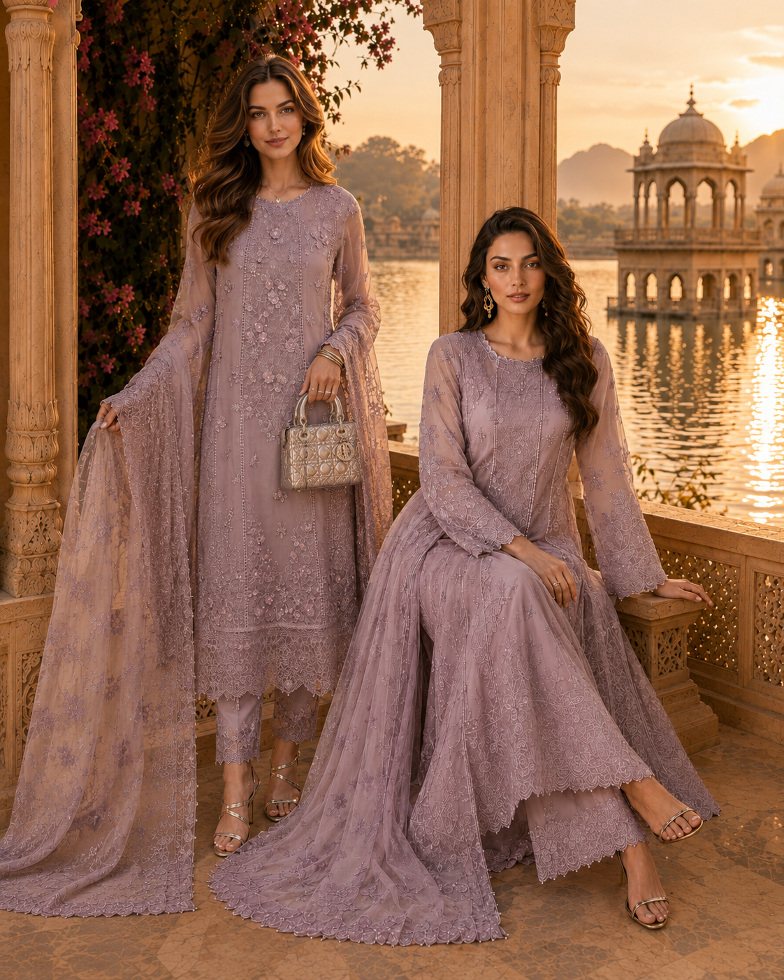 D6 - Vintage Mauve |  Saadia Asad | Nooriyah Luxury Embroidered Chiffon Collection 2026