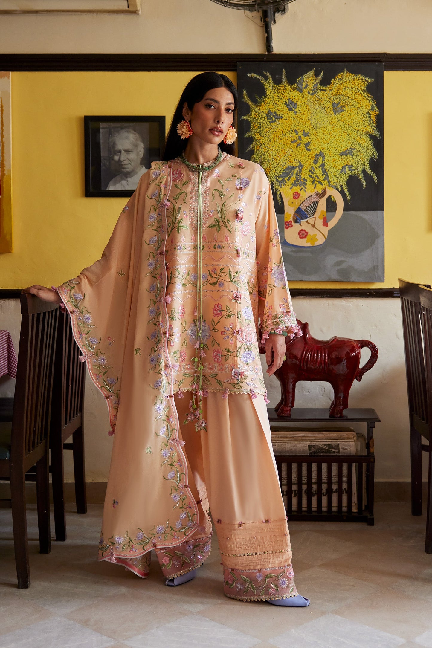 APRICOT MALLOW BLOOM (ZF26-09) | Zaha |  Wild Flower Festive Lawn Collection 2026