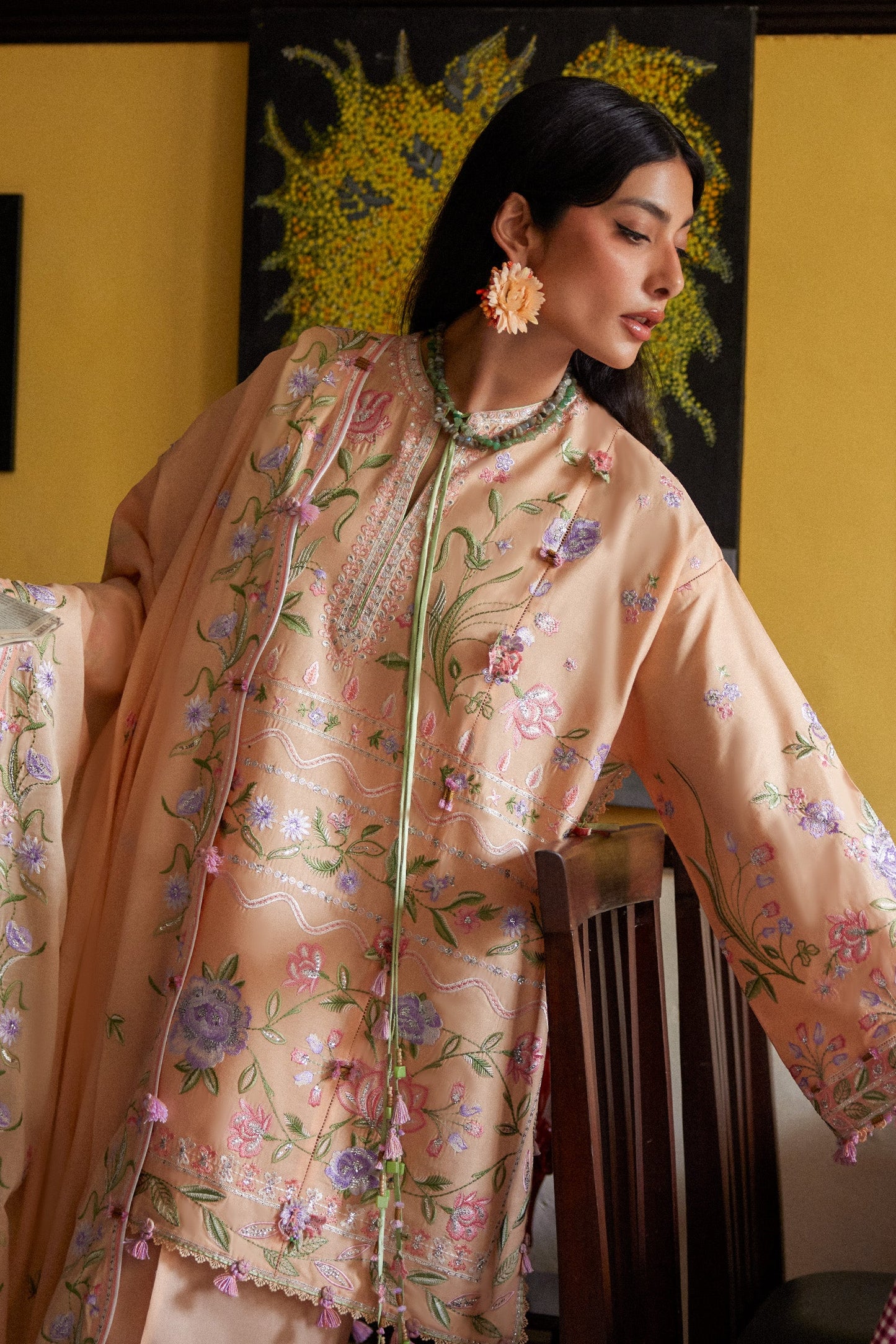 APRICOT MALLOW BLOOM (ZF26-09) | Zaha |  Wild Flower Festive Lawn Collection 2026