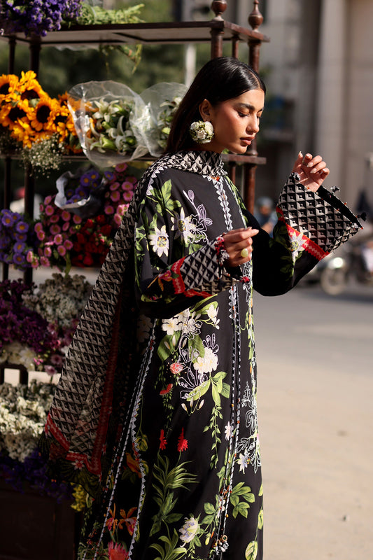 MIDNIGHT BLOOM (ZF26-04) | Zaha |  Wild Flower Festive Lawn Collection 2026