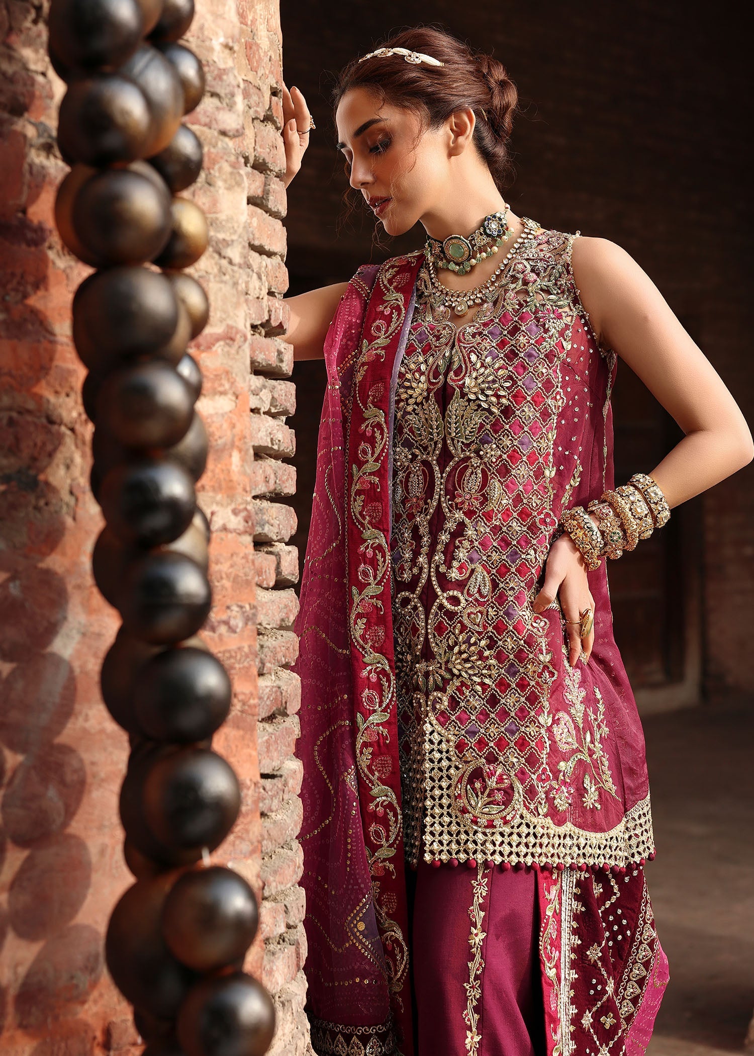 Nazo | Crimson | Jhilmil Wedding Collection Unstitched 2026