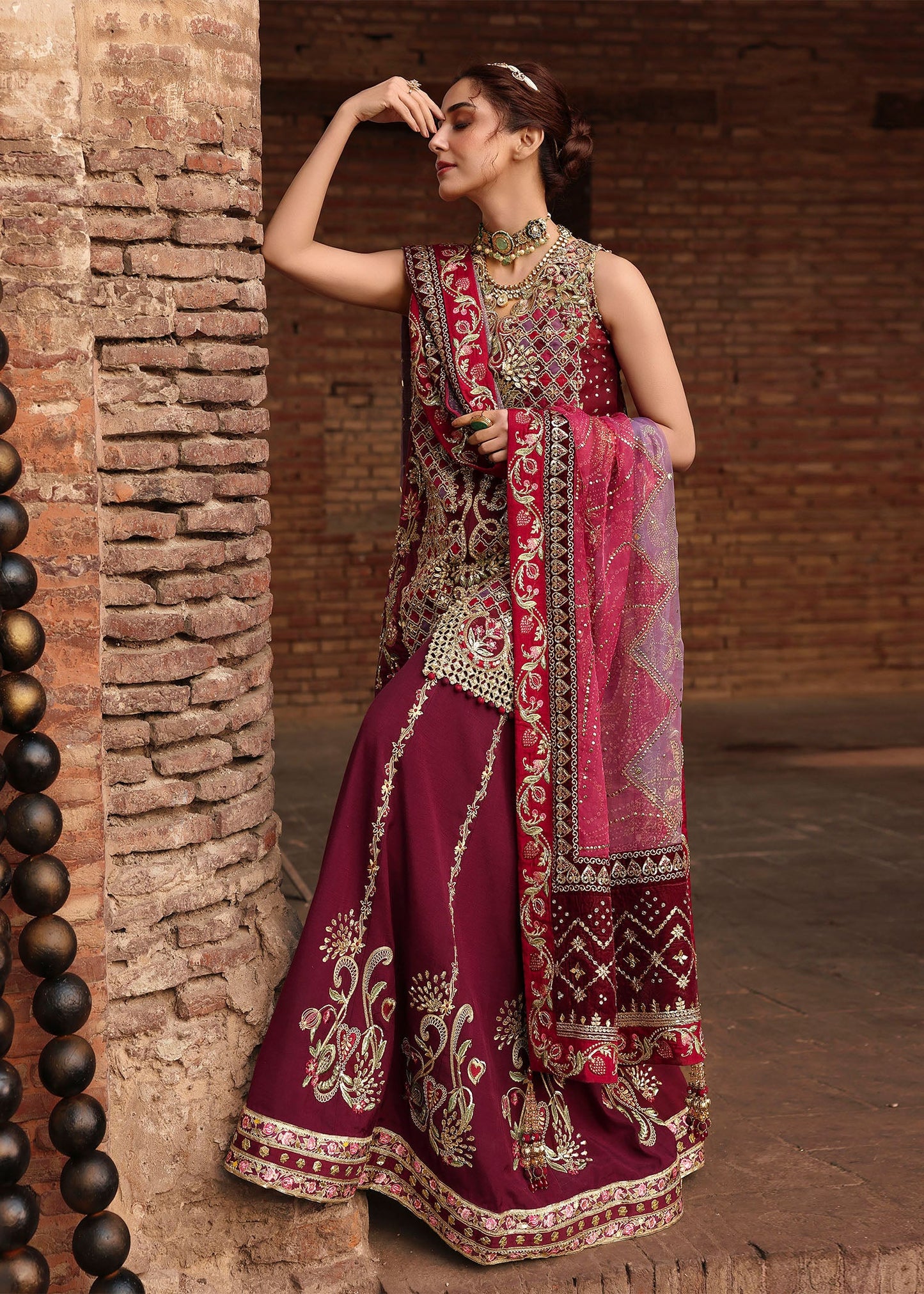 Nazo | Crimson | Jhilmil Wedding Collection Unstitched 2026