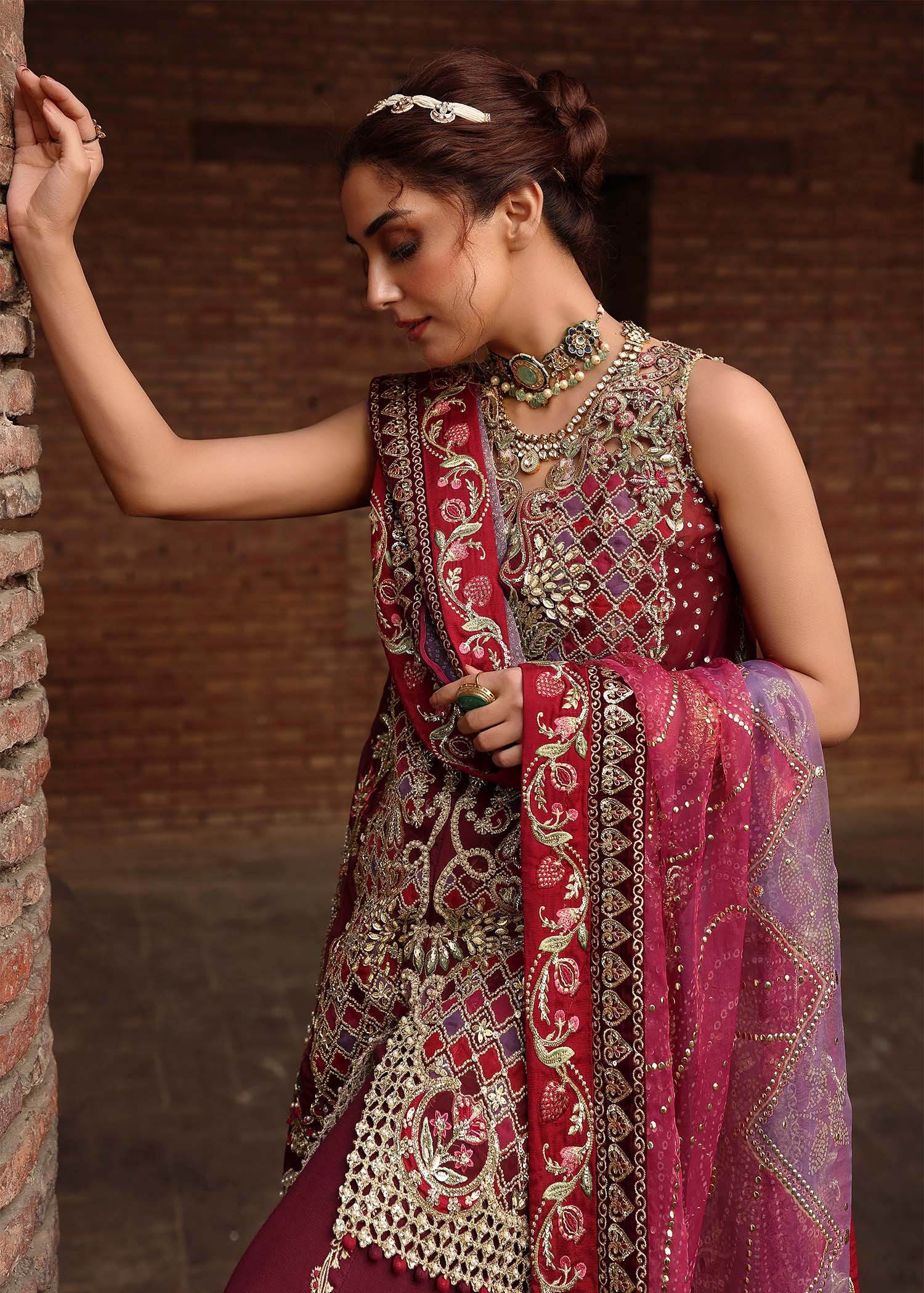 Nazo | Crimson | Jhilmil Wedding Collection Unstitched 2026