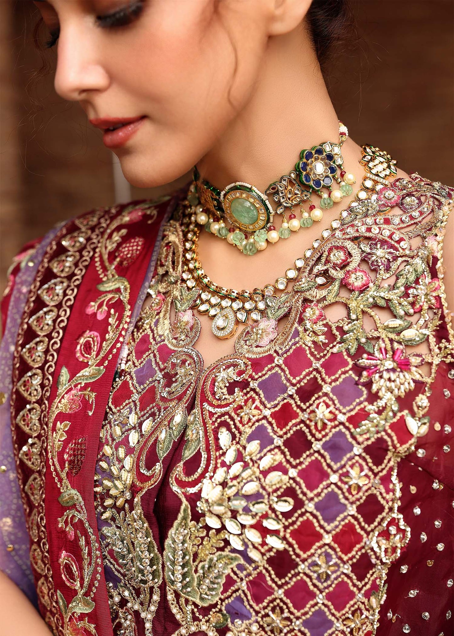 Nazo | Crimson | Jhilmil Wedding Collection Unstitched 2026
