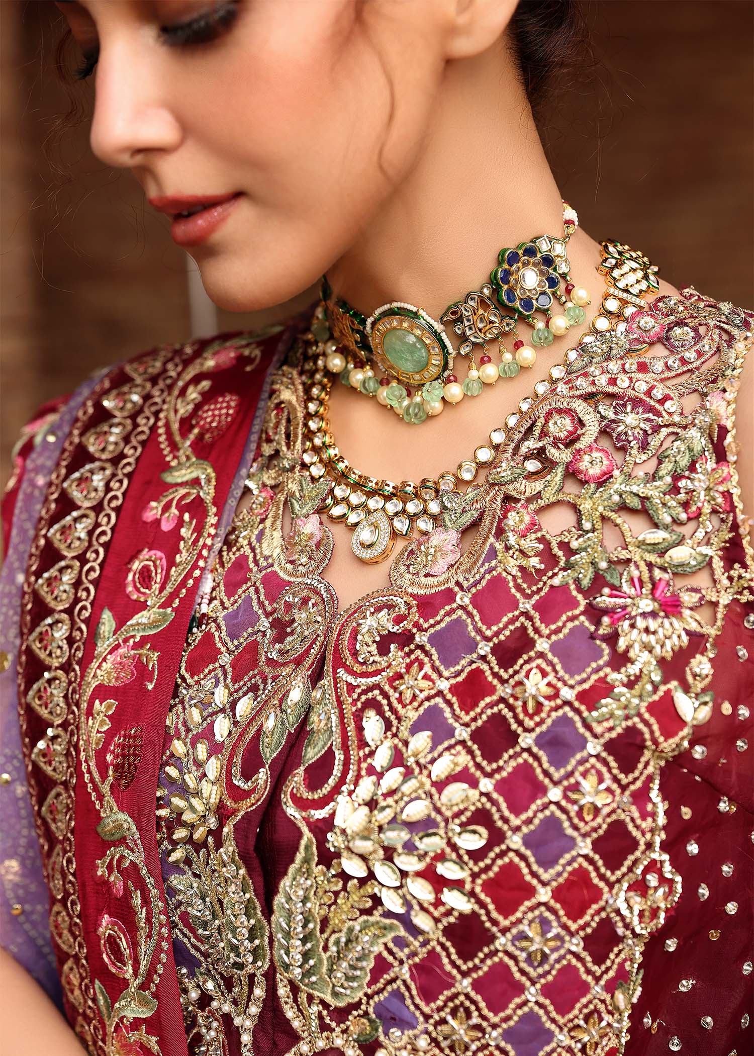 Nazo | Crimson | Jhilmil Wedding Collection Unstitched 2026