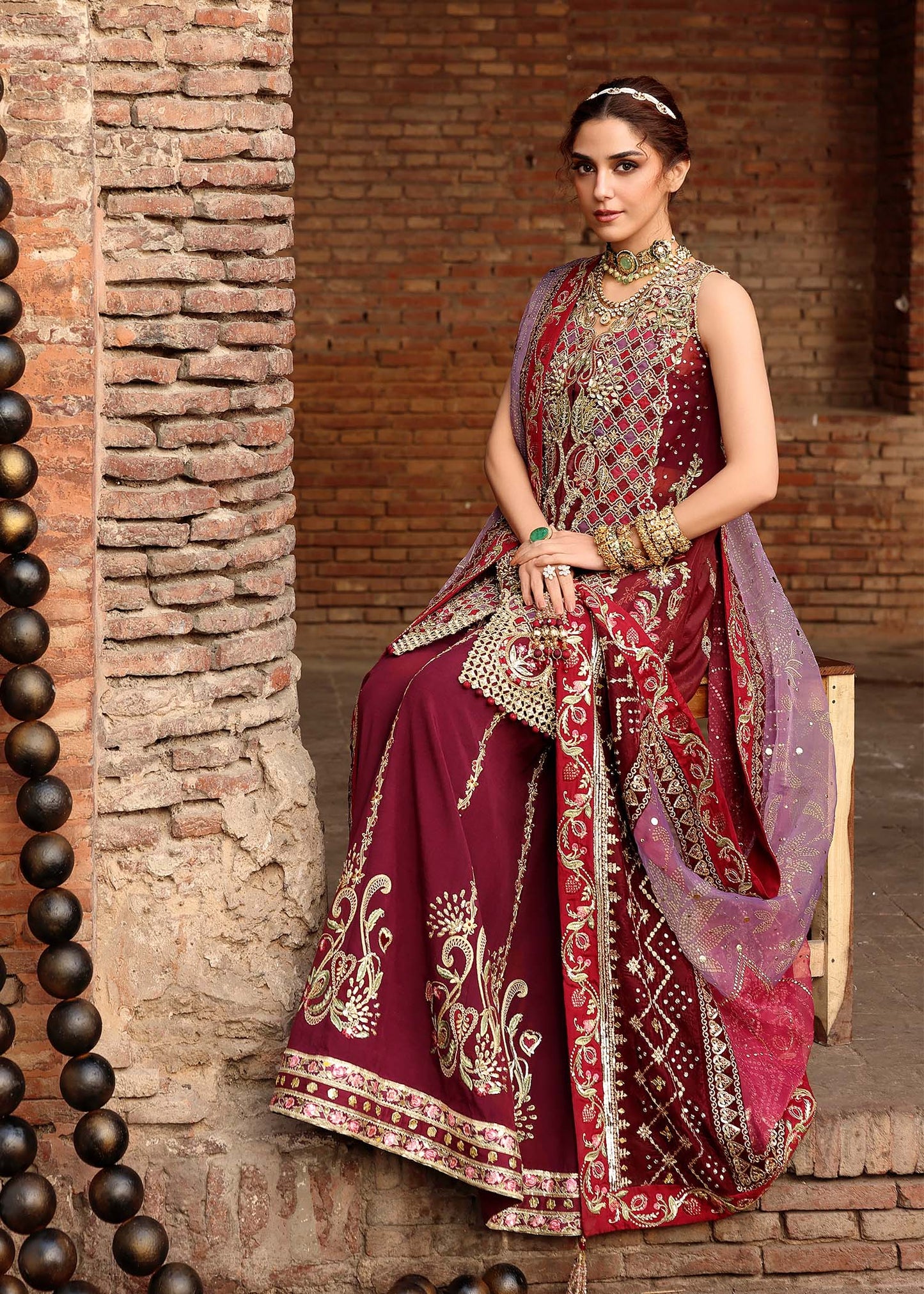Nazo | Crimson | Jhilmil Wedding Collection Unstitched 2026