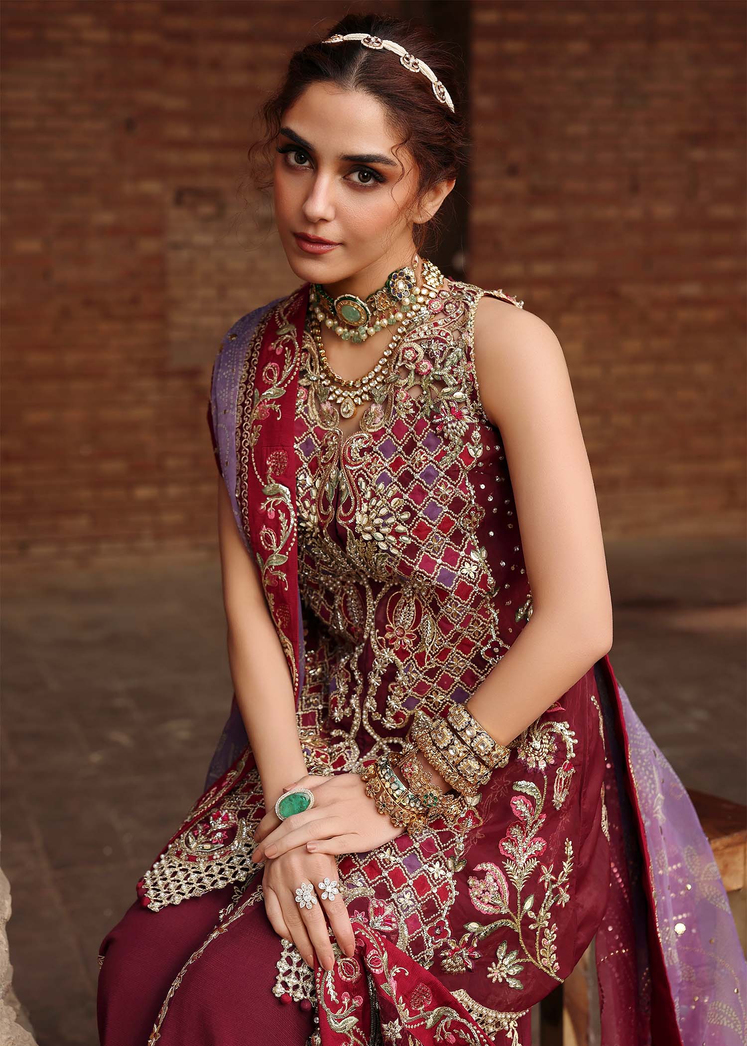 Nazo | Crimson | Jhilmil Wedding Collection Unstitched 2026