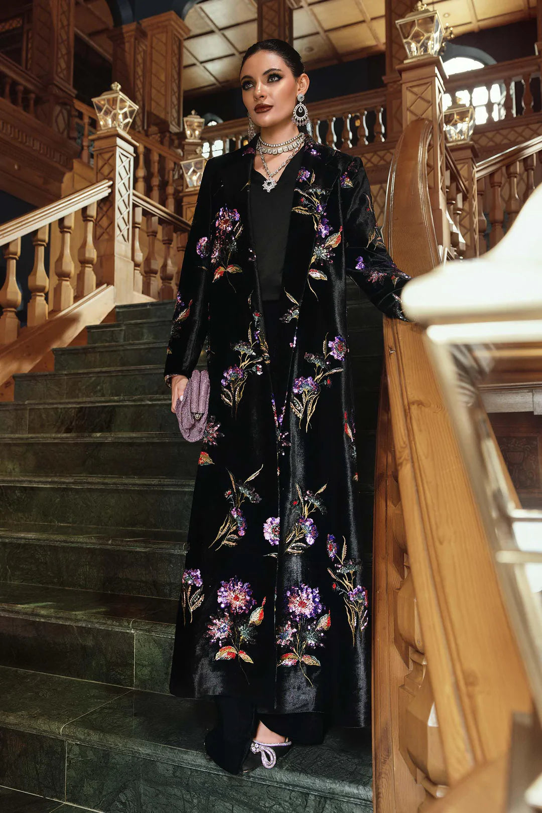 WL-1306- Black and Purple | Maria B Winter Luxe Collection 2025