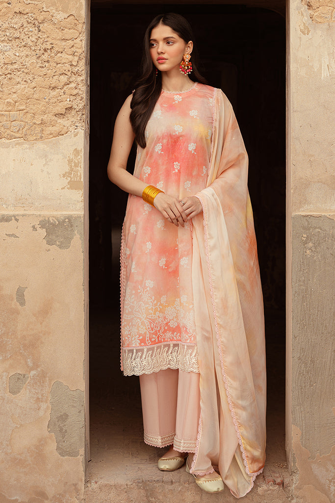 PEACH BLUSH | Cross Stitch | Unstitched Premium Lawn 2024