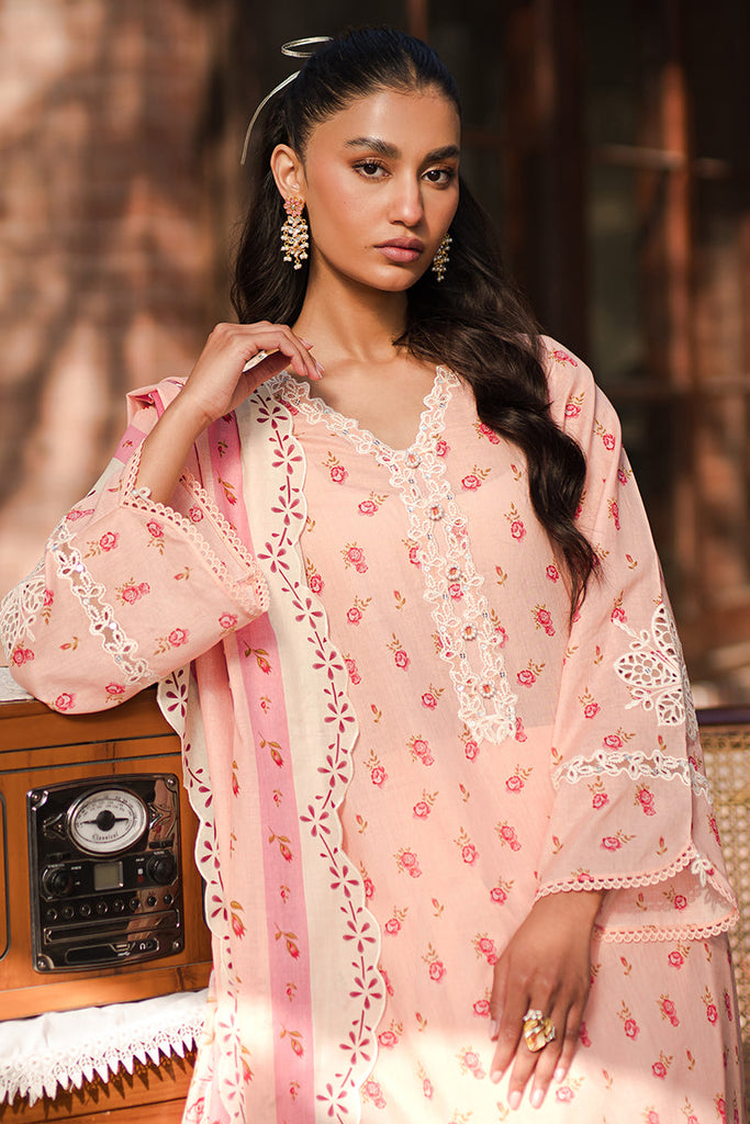 PEACH GLAM | Cross Stitch | Unstitched Eid Lawn 2024