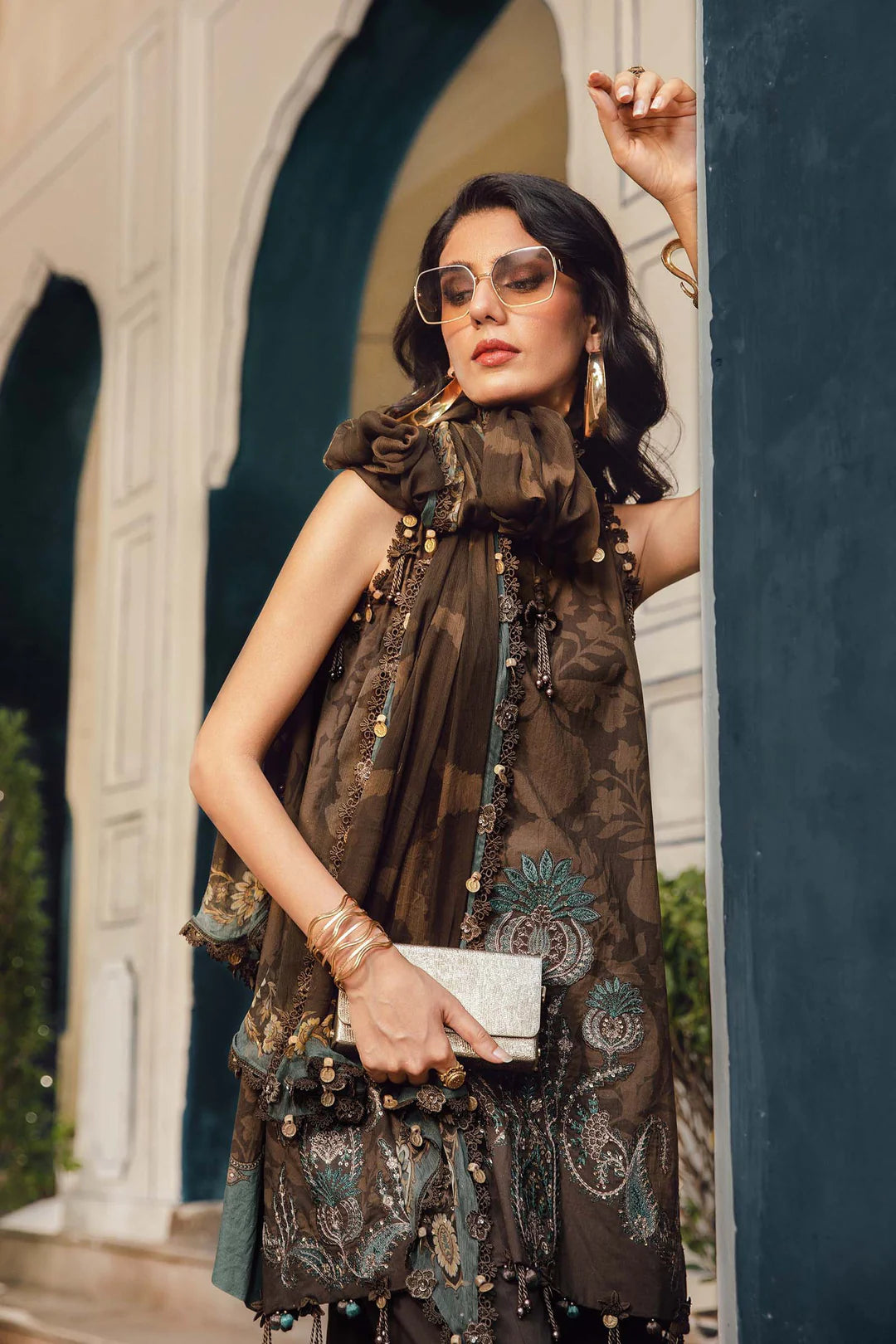 Client Maria Rani Maria B Mprints Rani Mahal Fall | Design # 4A Unstitched | Collection ...