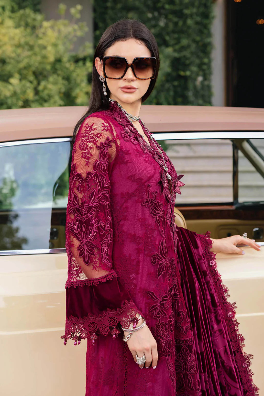 WL-1308- Maroon | Maria B Winter Luxe Collection 2025