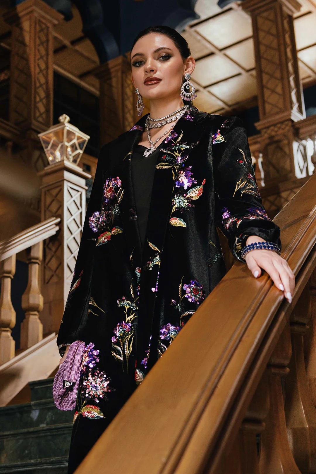 WL-1306- Black and Purple | Maria B Winter Luxe Collection 2025