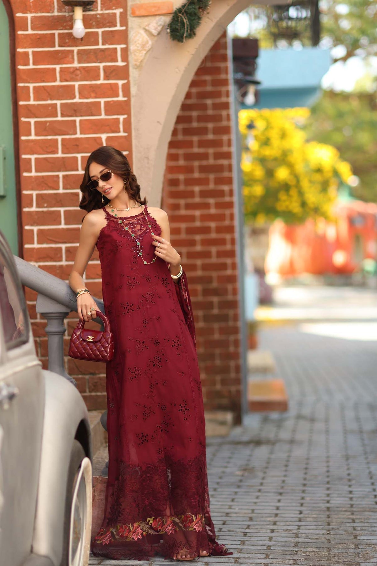 D8 - A - Deep Garnet | Saadia Asad | Noor Luxe Chikankari Collection 2026