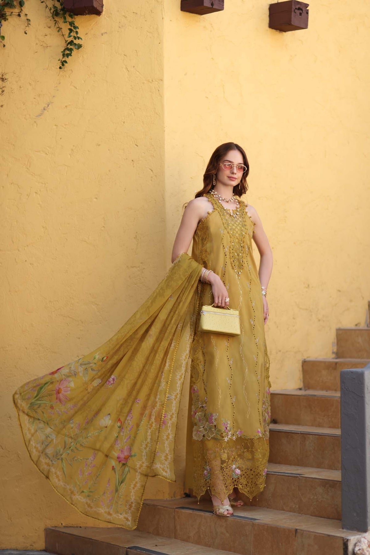 D2 - B - Mustard Yellow | Saadia Asad | Noor Luxe Chikankari Collection 2026 