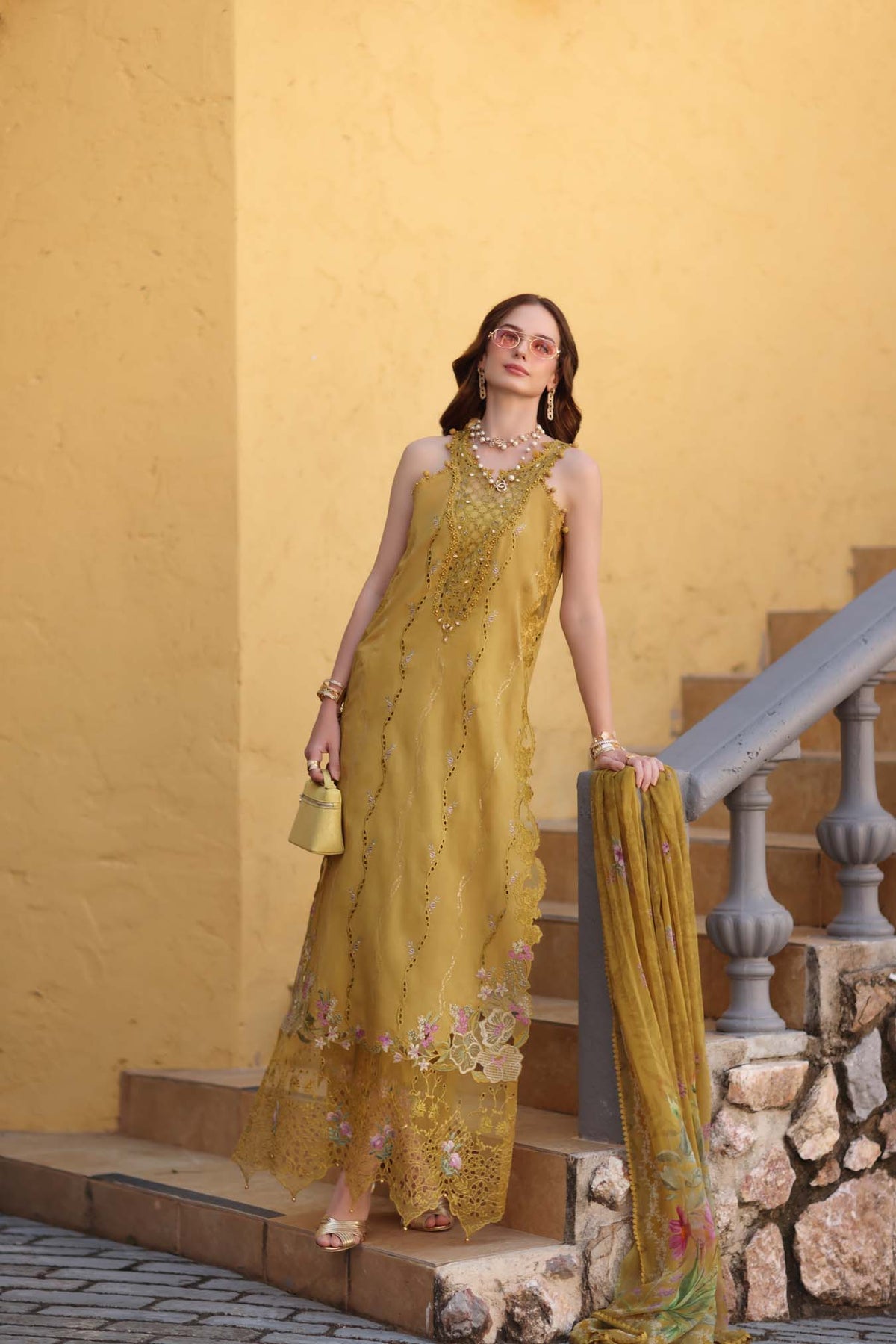 D2 - B - Mustard Yellow | Saadia Asad | Noor Luxe Chikankari Collection 2026 