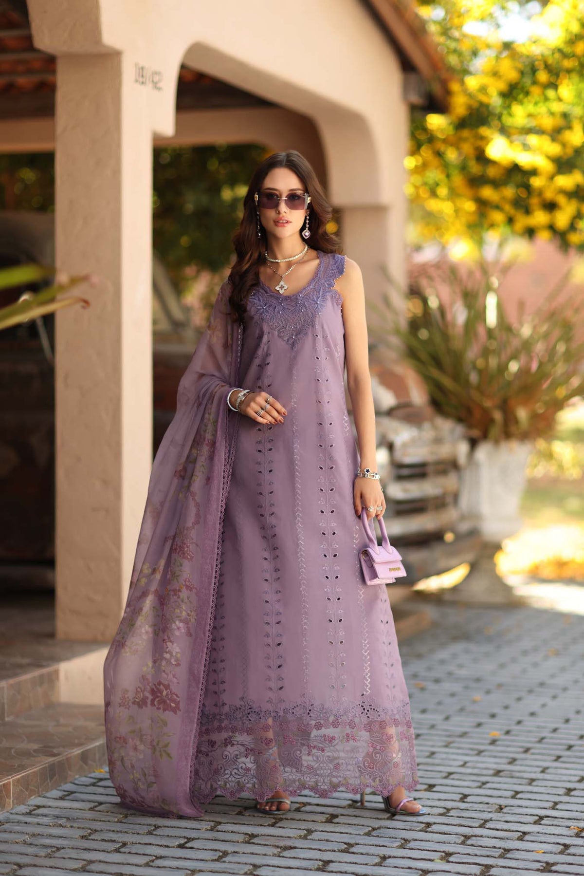 D4 - A - French Violet | Saadia Asad | Noor Luxe Chikankari Collection 2026