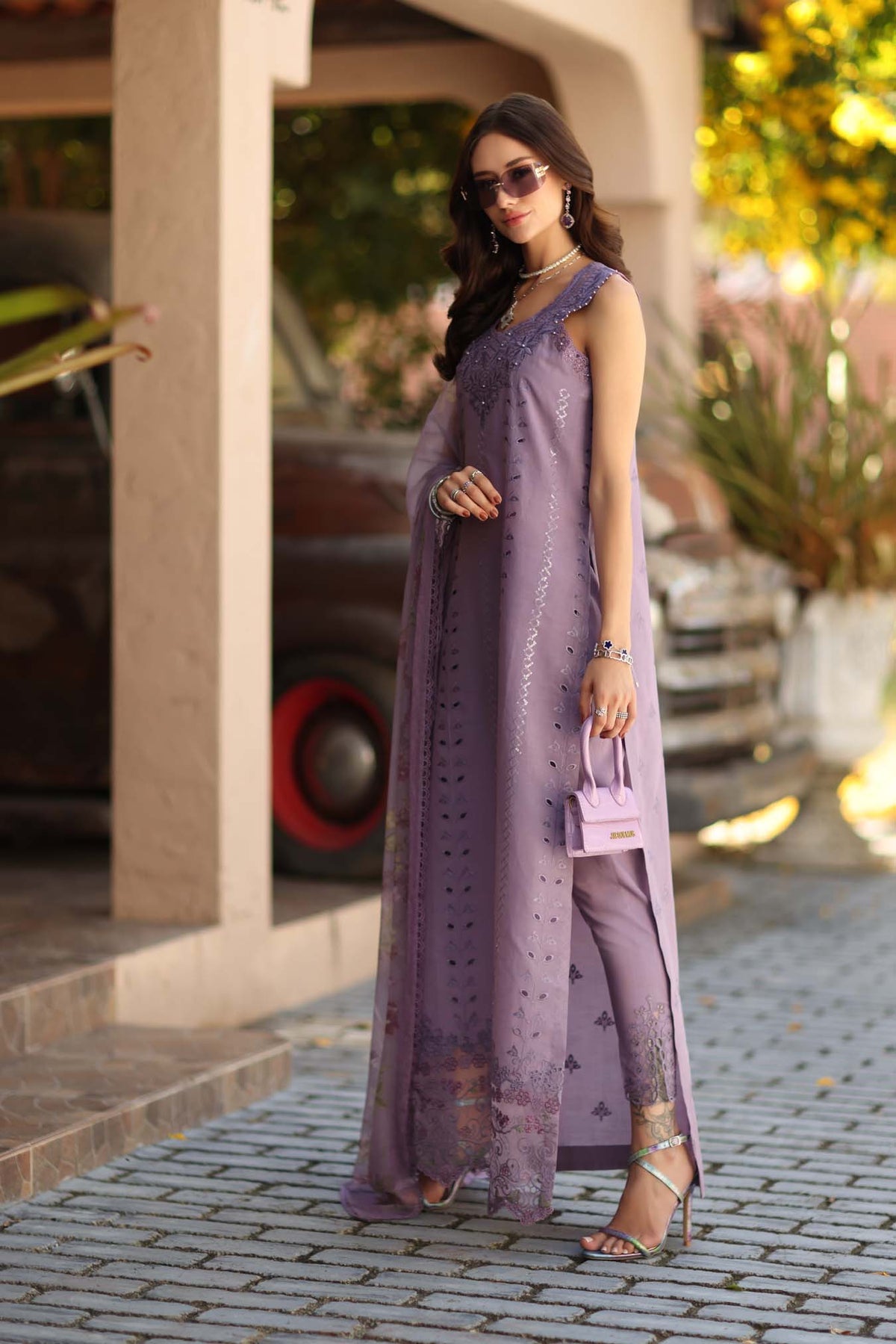 D4 - A - French Violet | Saadia Asad | Noor Luxe Chikankari Collection 2026