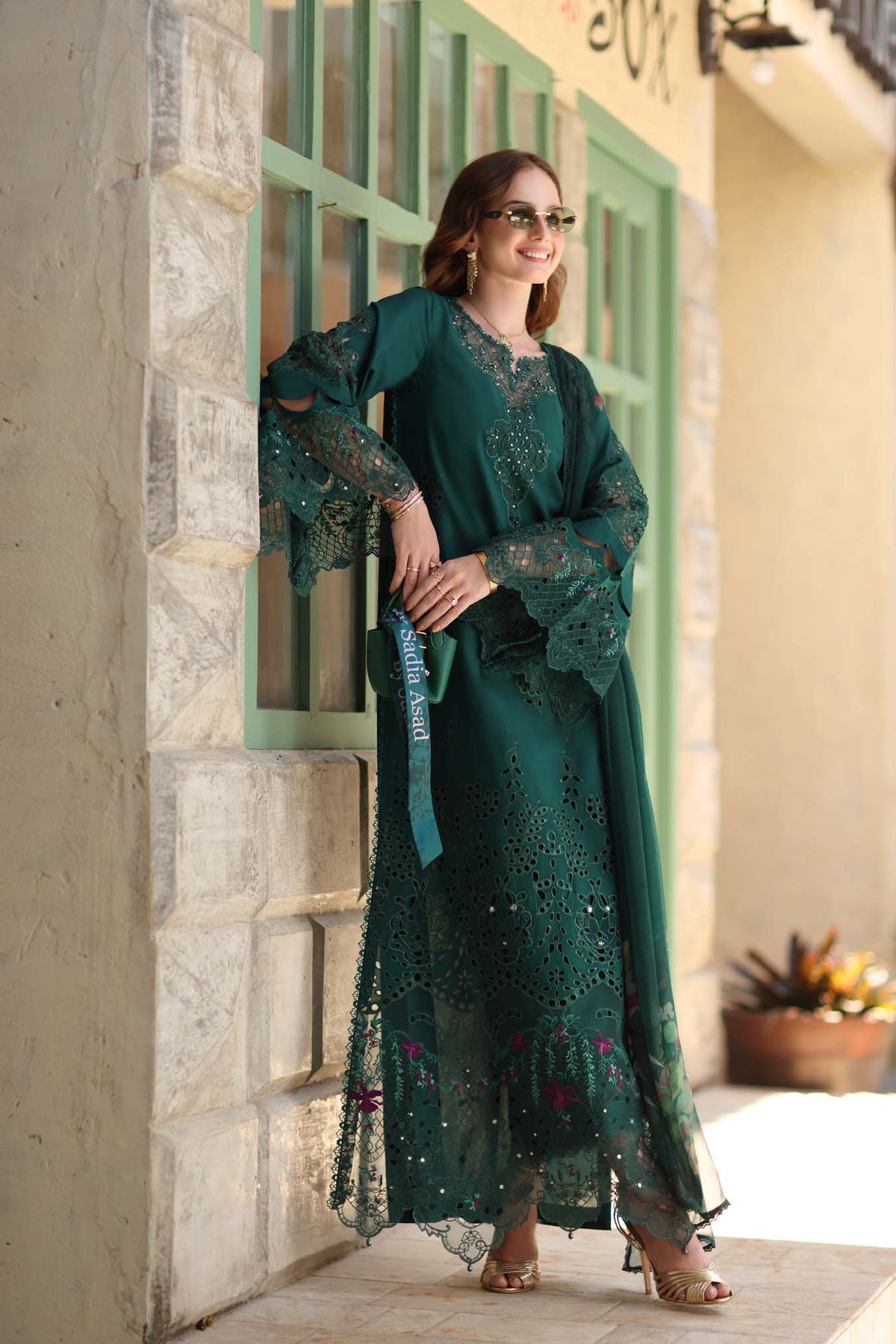 D6 - B - Emerald Green | Saadia Asad | Noor Luxe Chikankari Collection 2026 