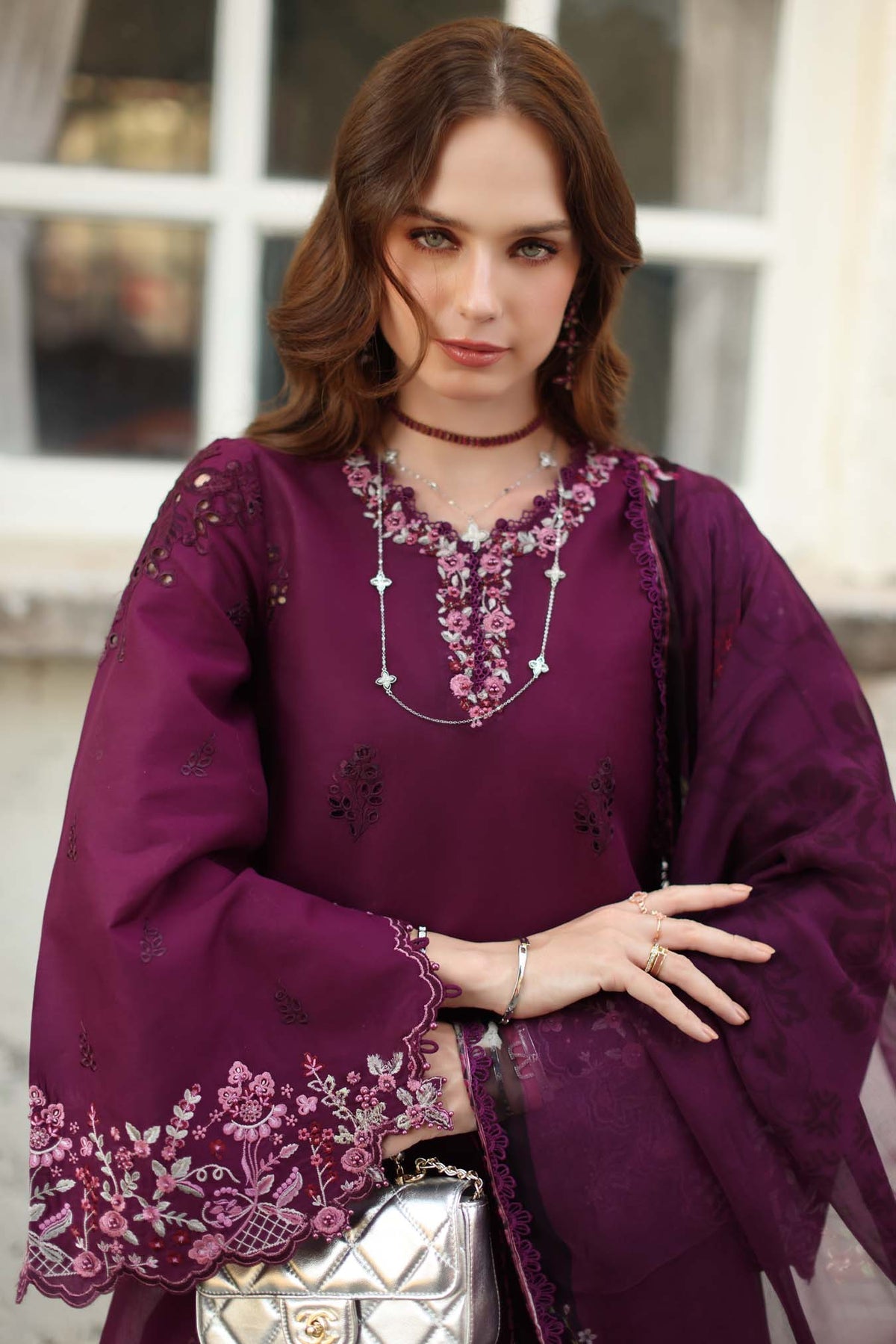 D1 - A - plumberry | Saadia Asad | Noor Luxe Chikankari Collection 2026