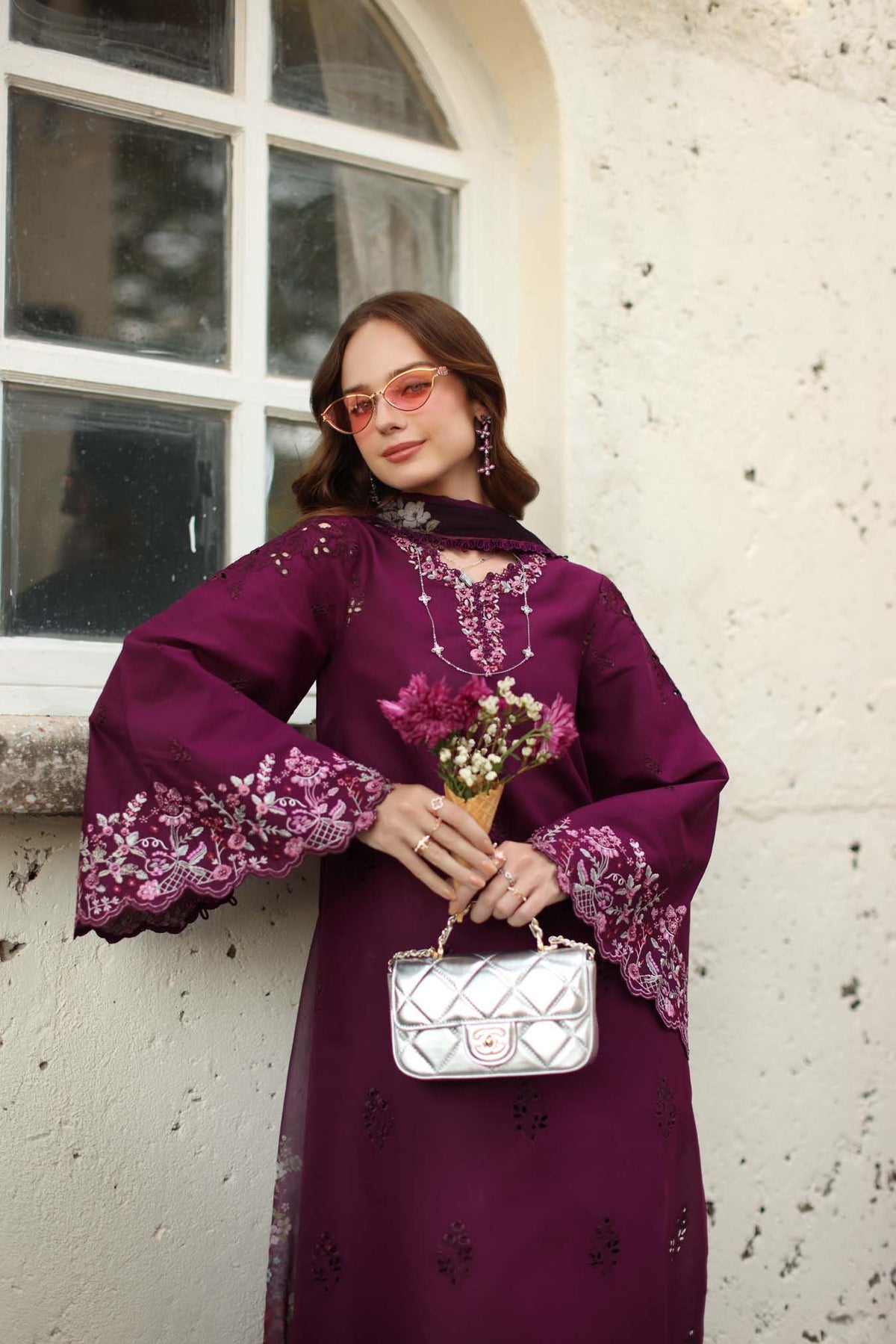 D1 - A - plumberry | Saadia Asad | Noor Luxe Chikankari Collection 2026