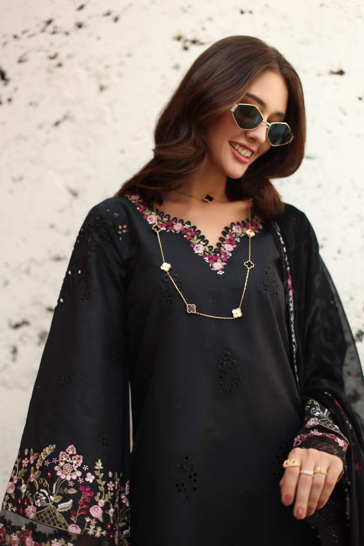 D1 - B - Midnight Black | Saadia Asad | Noor Luxe Chikankari Collection 2026