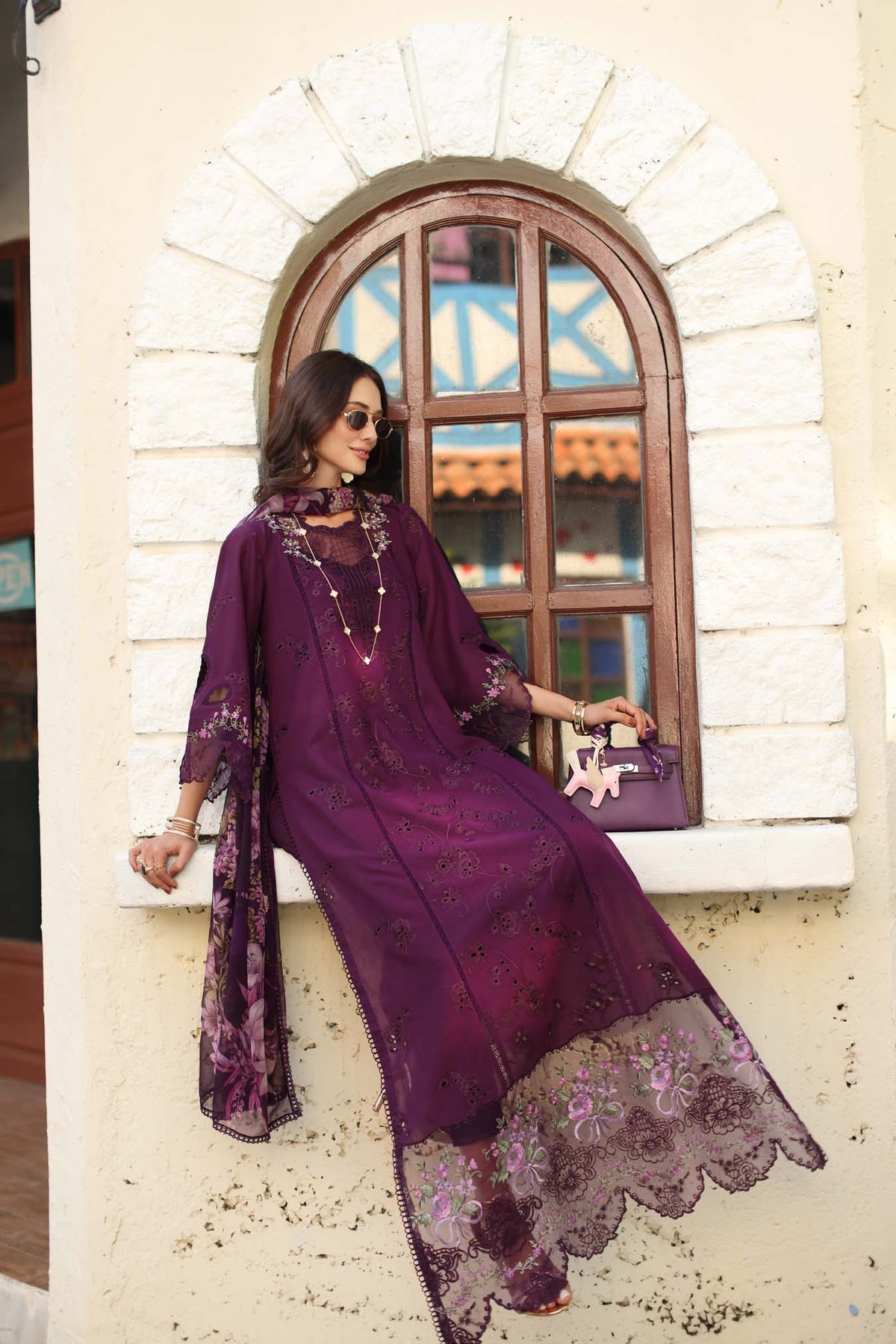 D5 - A - Itten Plum | Saadia Asad | Noor Luxe Chikankari Collection 2026