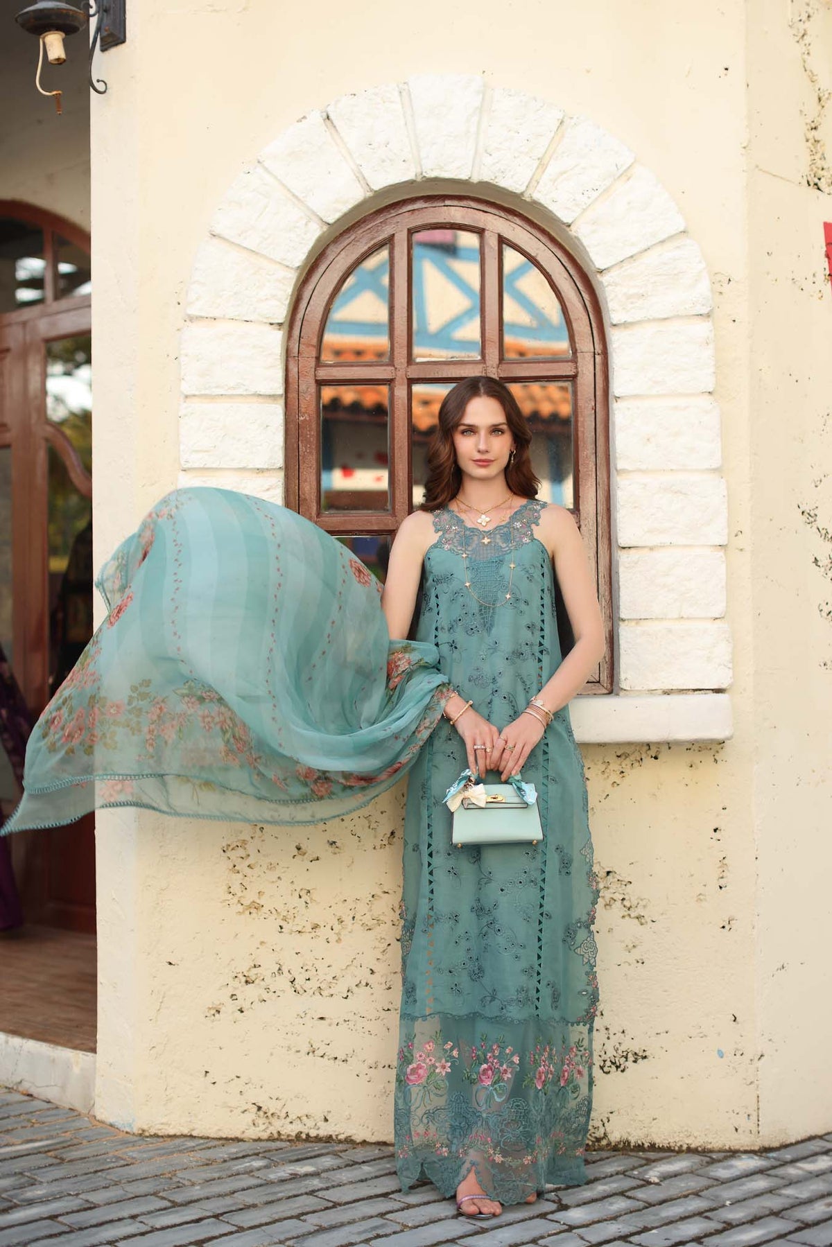 D5 - B - Turquoise Blue | Saadia Asad | Noor Luxe Chikankari Collection 2026
