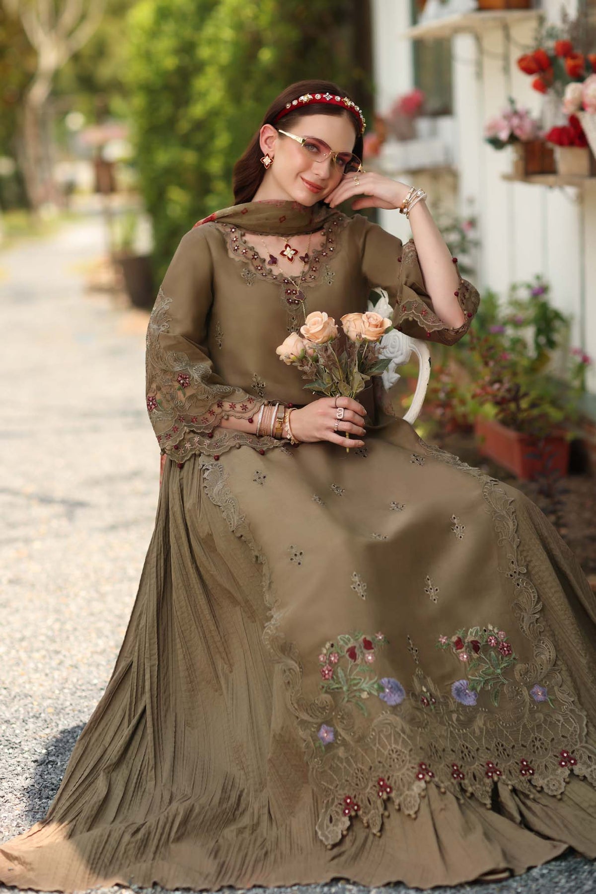 D8 – Mocha Sienna | Saadia Asad | Noor Eid Luxury Printskhas Collection 2026