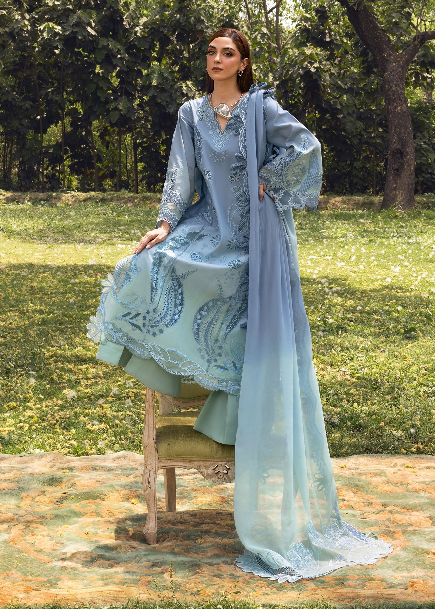ALL THINGS OMBRE - D1 A | Crimson | Tasawar Luxe Lawn 2025