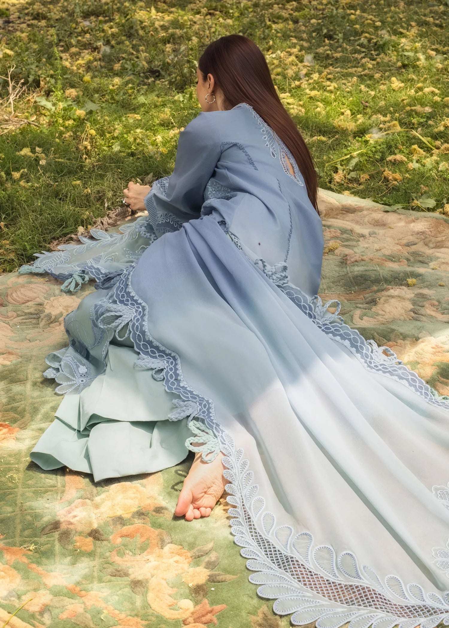 ALL THINGS OMBRE - D1 A | Crimson | Tasawar Luxe Lawn 2025
