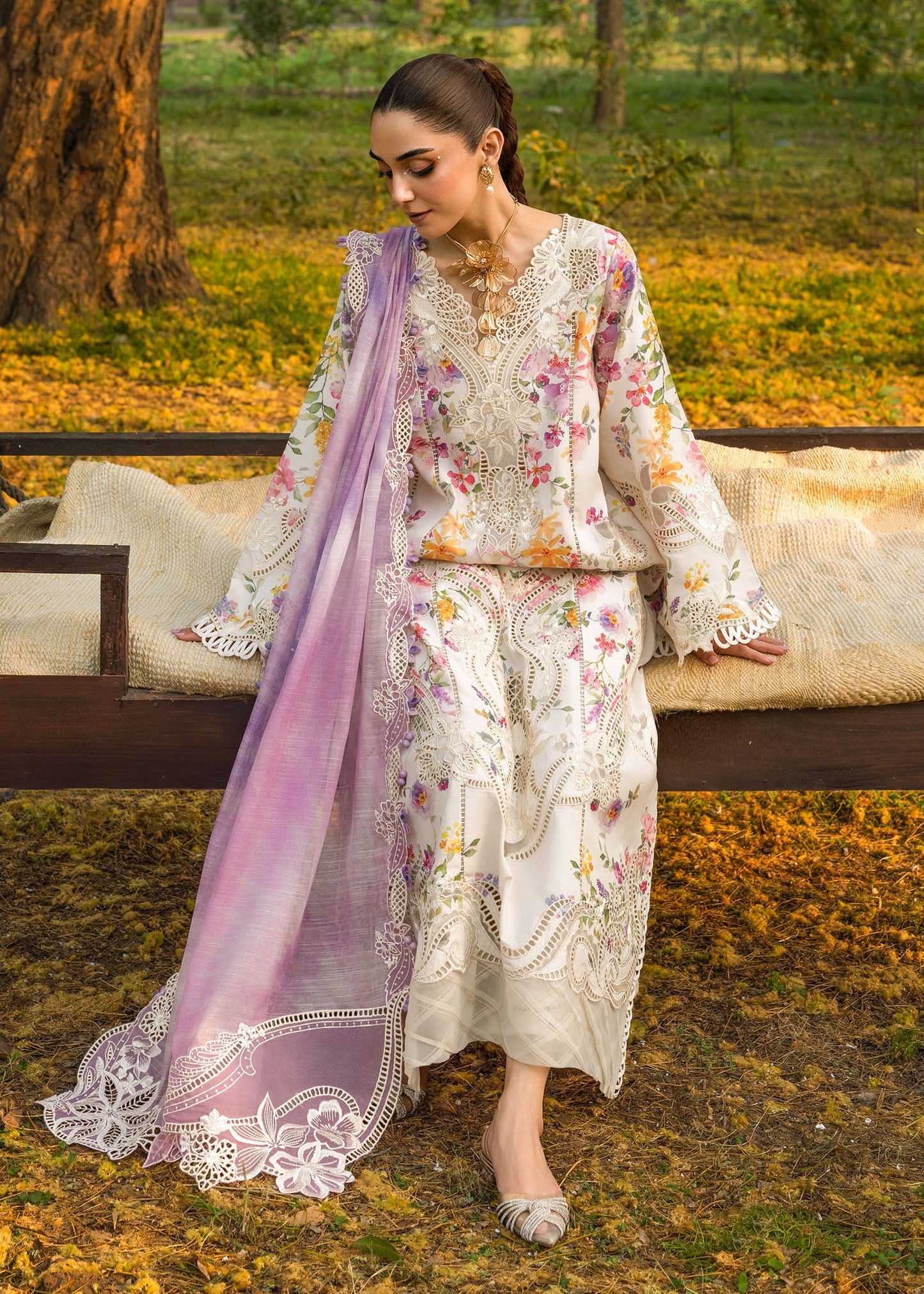PETALS AND PROMISES - D2B | Crimson | Tasawar Luxe Lawn 2025