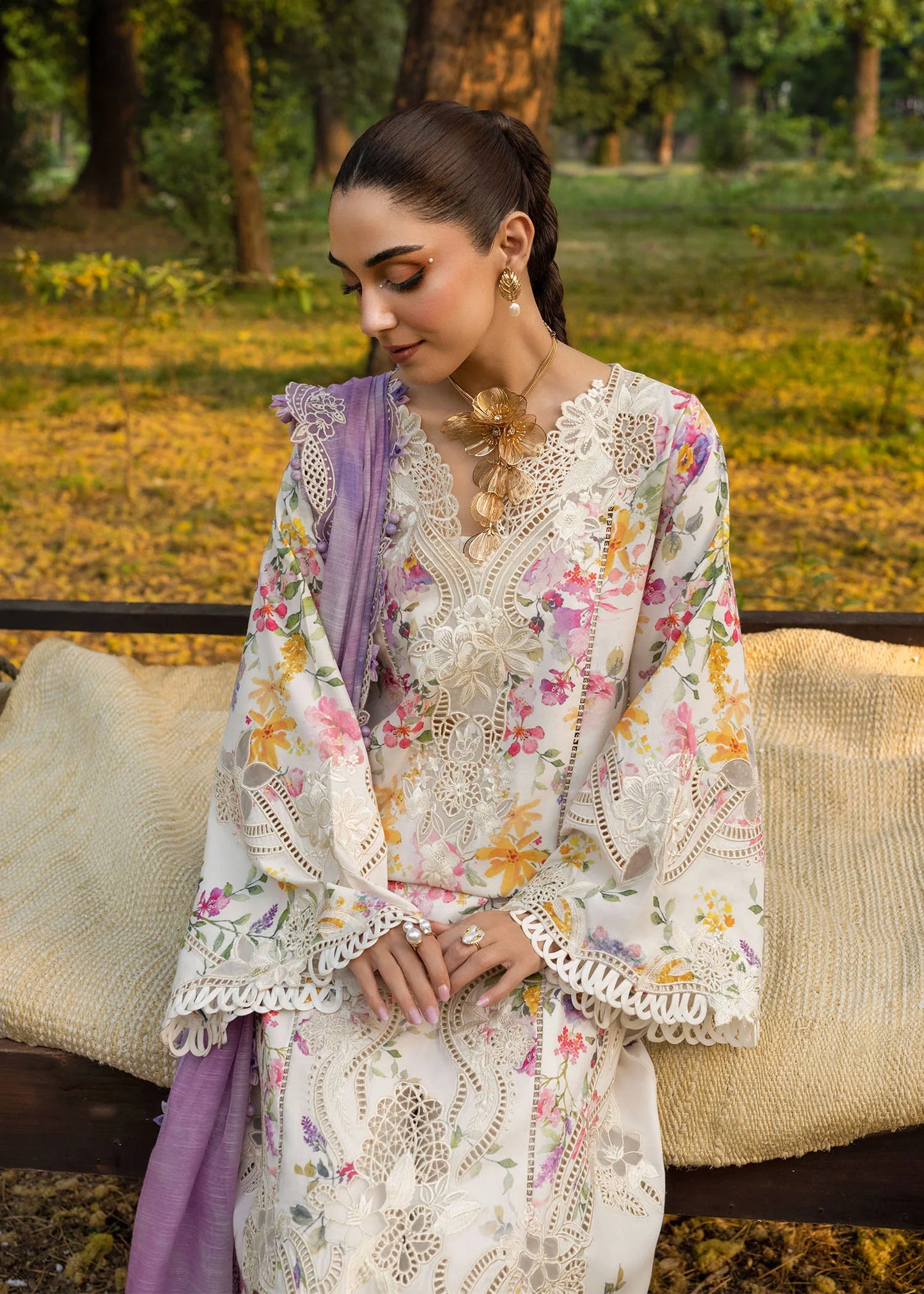 PETALS AND PROMISES - D2B | Crimson | Tasawar Luxe Lawn 2025