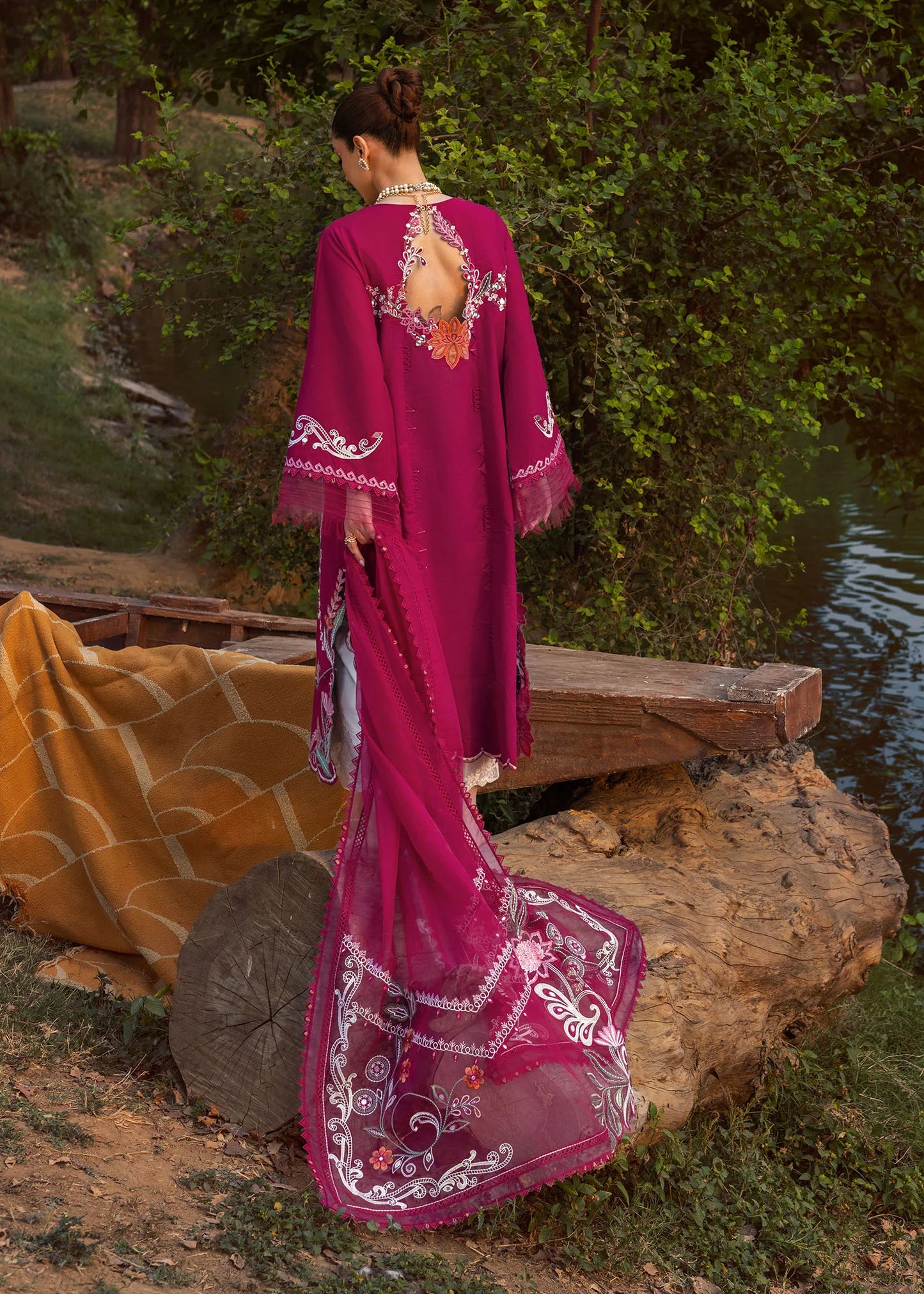 MIRROR GARDEN - D3A | Crimson | Tasawar Luxe Lawn 2025