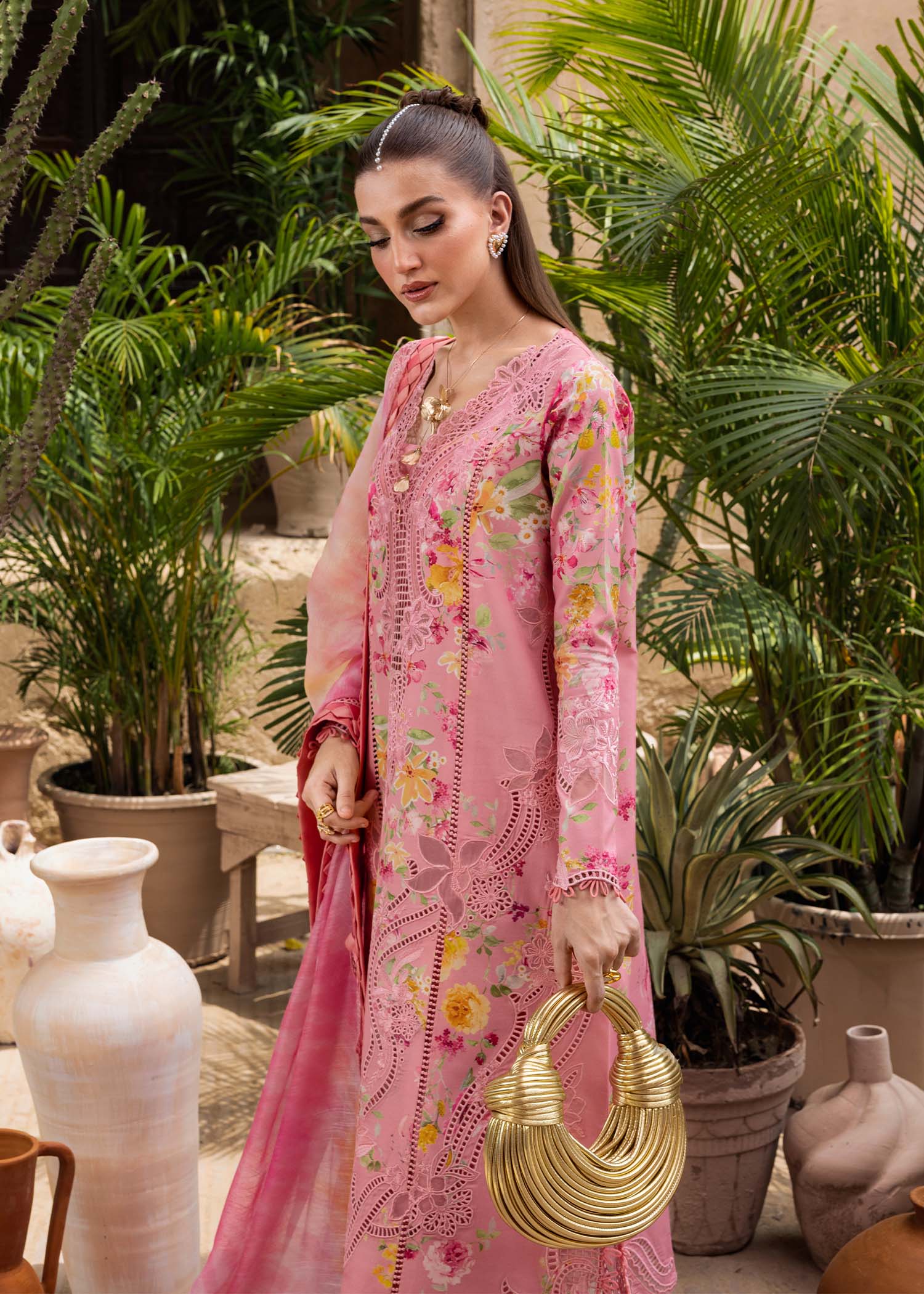 PETALS AND PROMISES - D2A | Crimson | Tasawar Luxe Lawn 2025