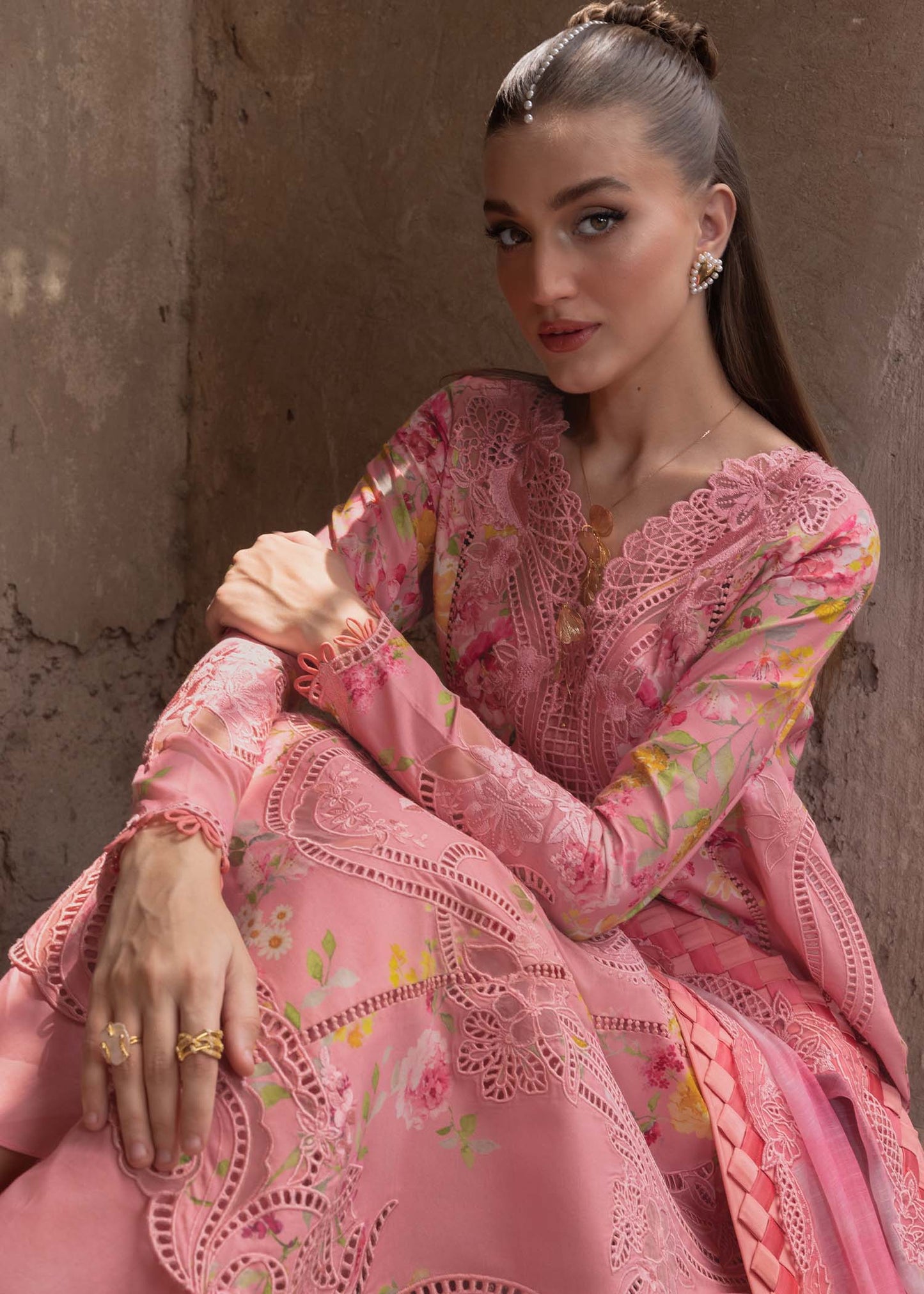 PETALS AND PROMISES - D2A | Crimson | Tasawar Luxe Lawn 2025