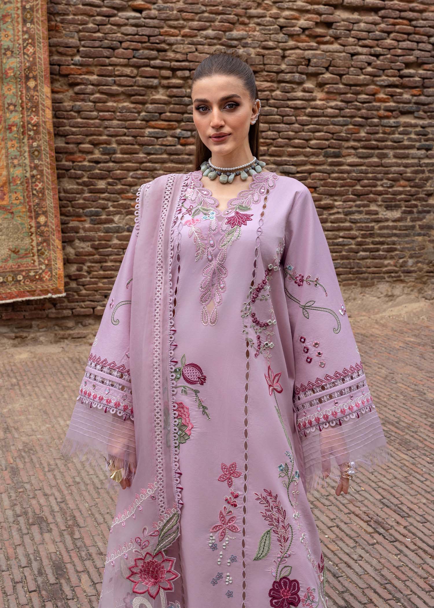 MIRROR GARDEN - D3B | Crimson | Tasawar Luxe Lawn 2025